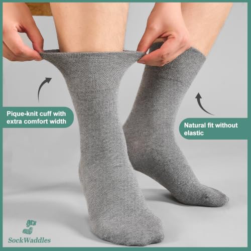 Thumbnail 6 de SockWaddles Diabetic Socks for Men & Women | 6 Pairs, Soft Top, Seamless Toe, Loose Fit (Grey, UK 3-5)