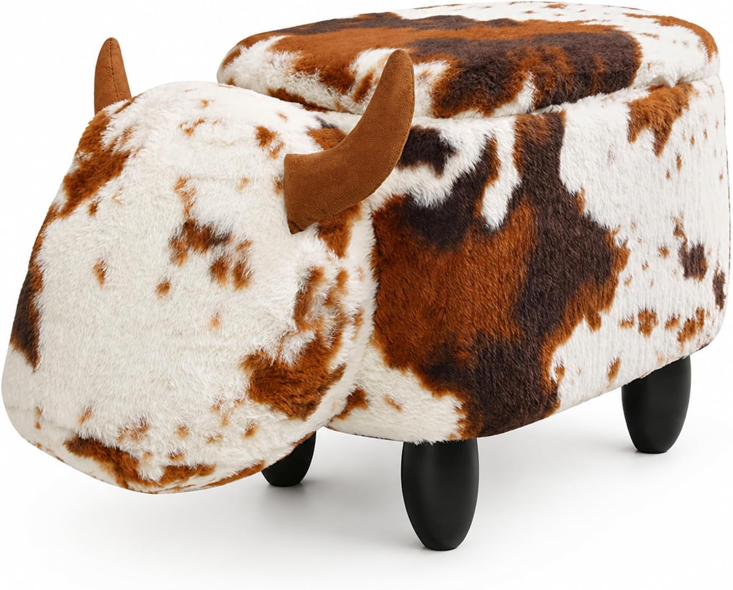 Detalle de Cow-Shaped Storage Ottoman in Faux Fur