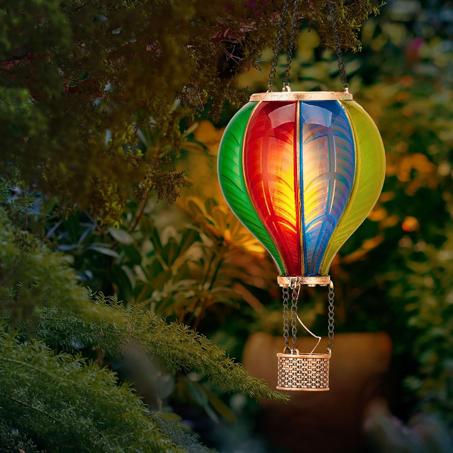 Detalle 2 de TERESA'S COLLECTIONS Garden Ornaments Outdoor, 45cm Realistic Flame Solar Balloon Lantern