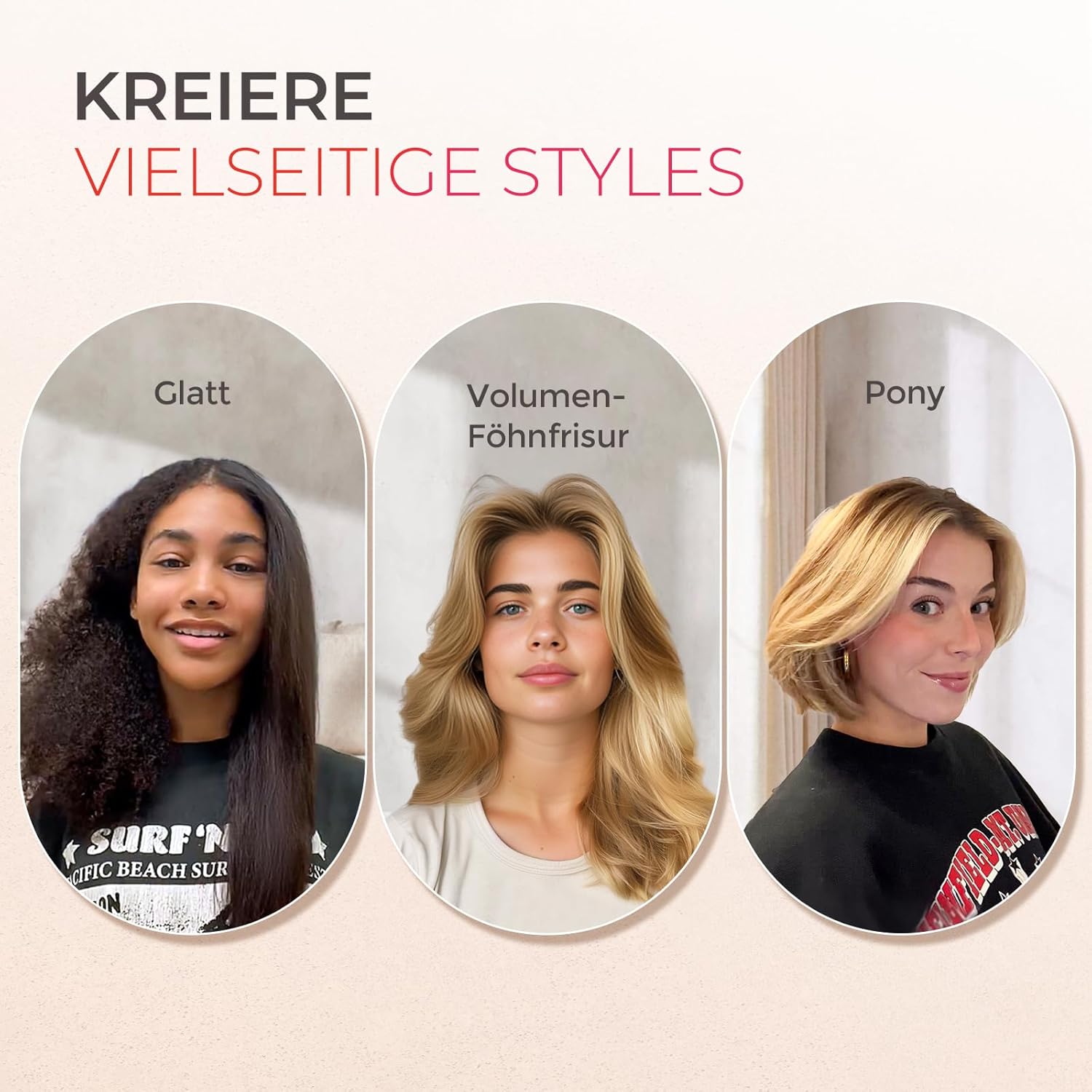 Thumbnail 3 de TYMO RING Glättbürste 2-in-1 mit Keramik Glätteisen und Haarbürste, Pfirsich