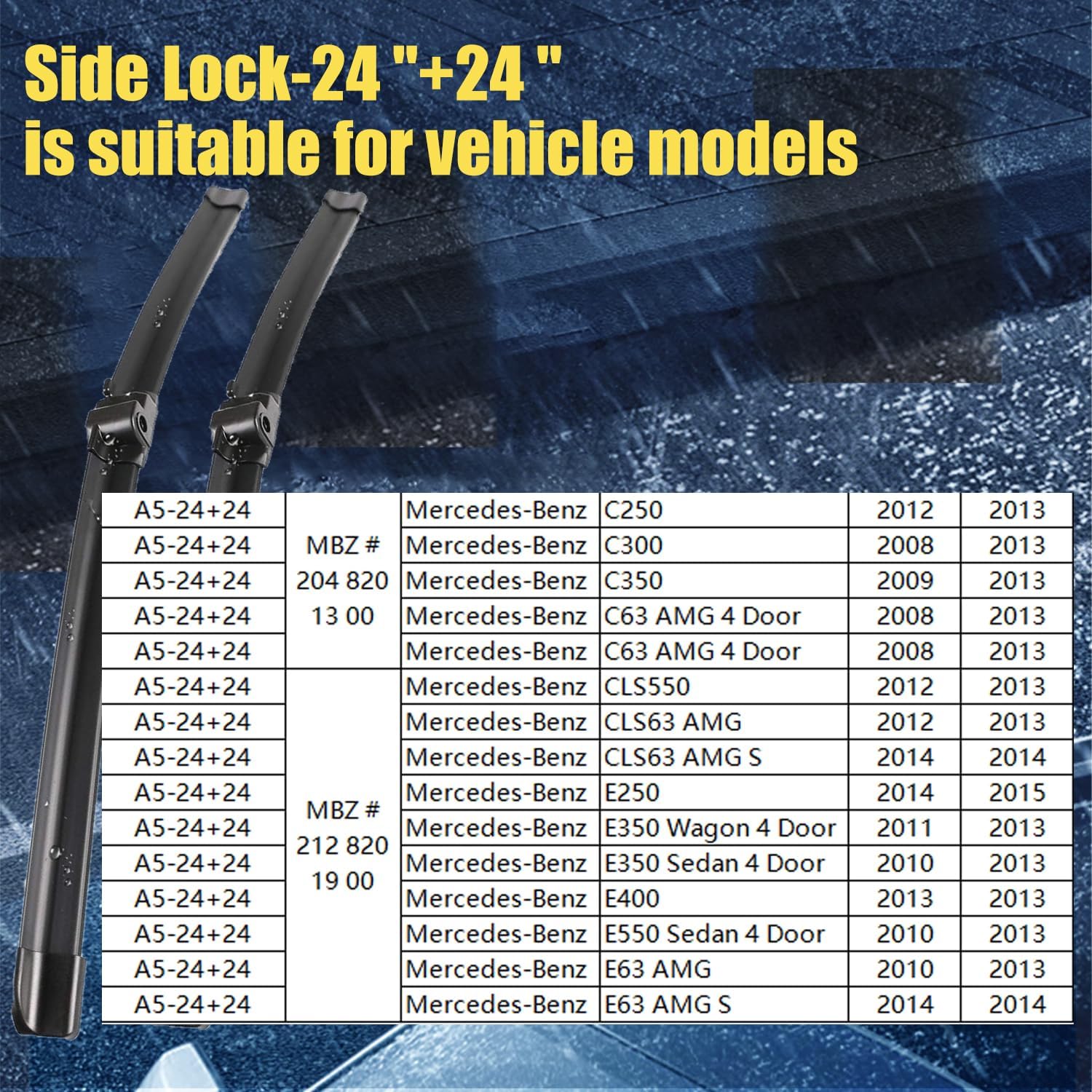 Thumbnail 1 de Replacement Windshield Wiper Blades Set of 2 (24" + 24") for select Mercedes-Benz E-Class, C-Class, and CLS-Class models