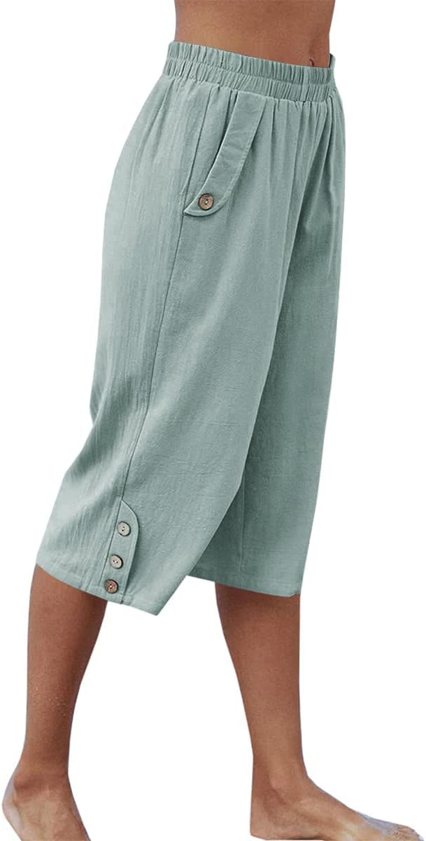 Thumbnail 1 de Veatzaer Women’s Elastic Waist 3/4 Capri Harem Pants with Pockets (S–XXL)