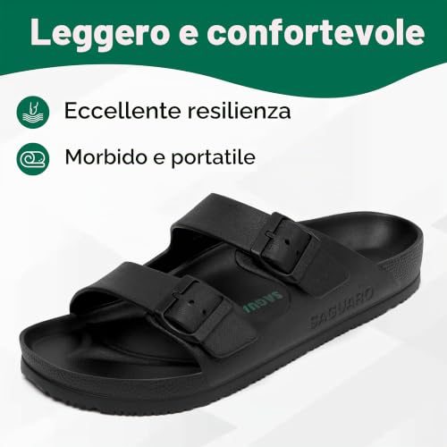 Detalle de SAGUARO Eva Ciabatte Uomo Donna Pantofole Antiscivolo EVA Nero 43 EU