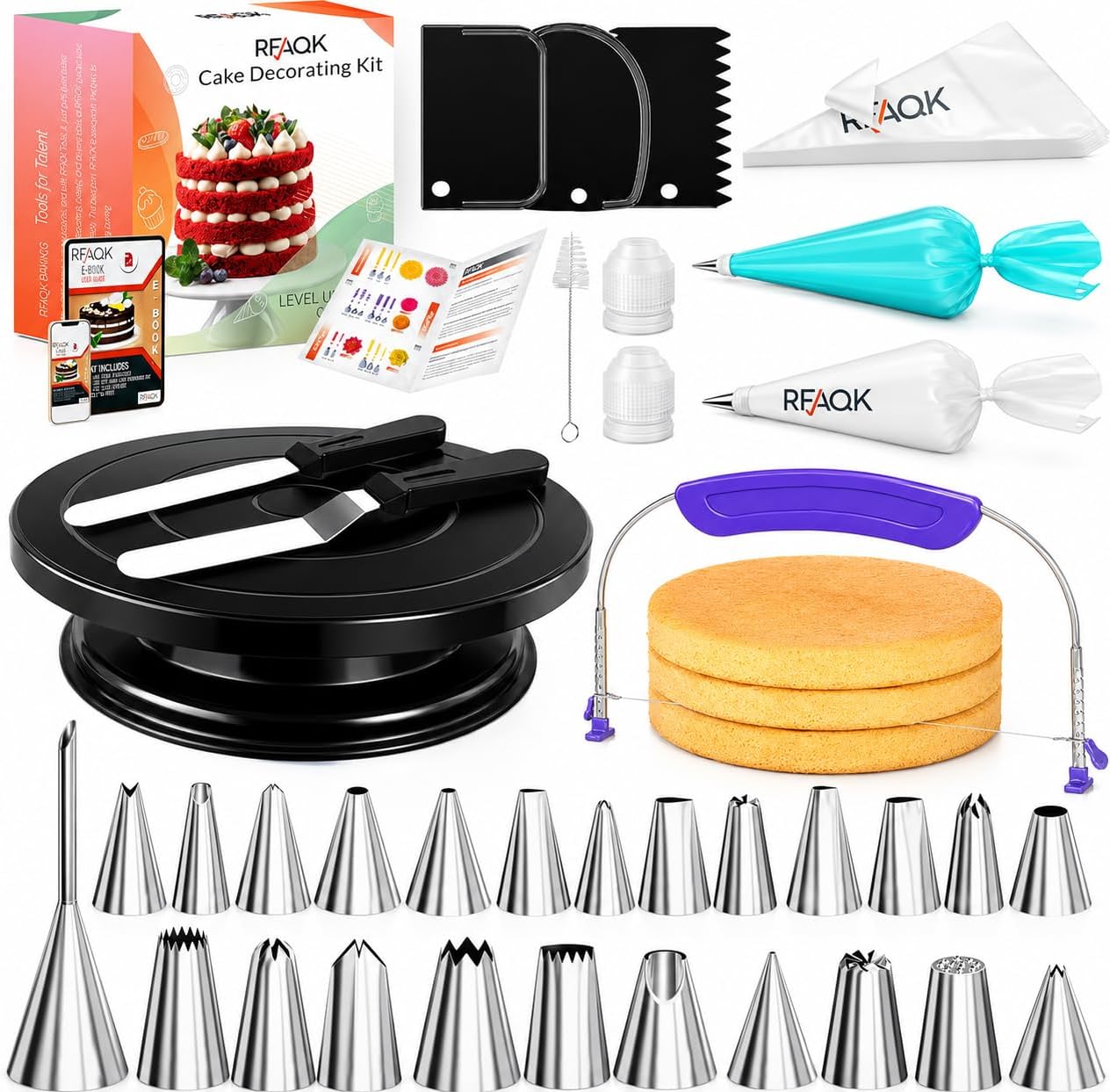 Detalle de RFAQK 90PCS Cake Decorating Kit with Leveler — All-in-One Gift Set for Beginners to Pros
