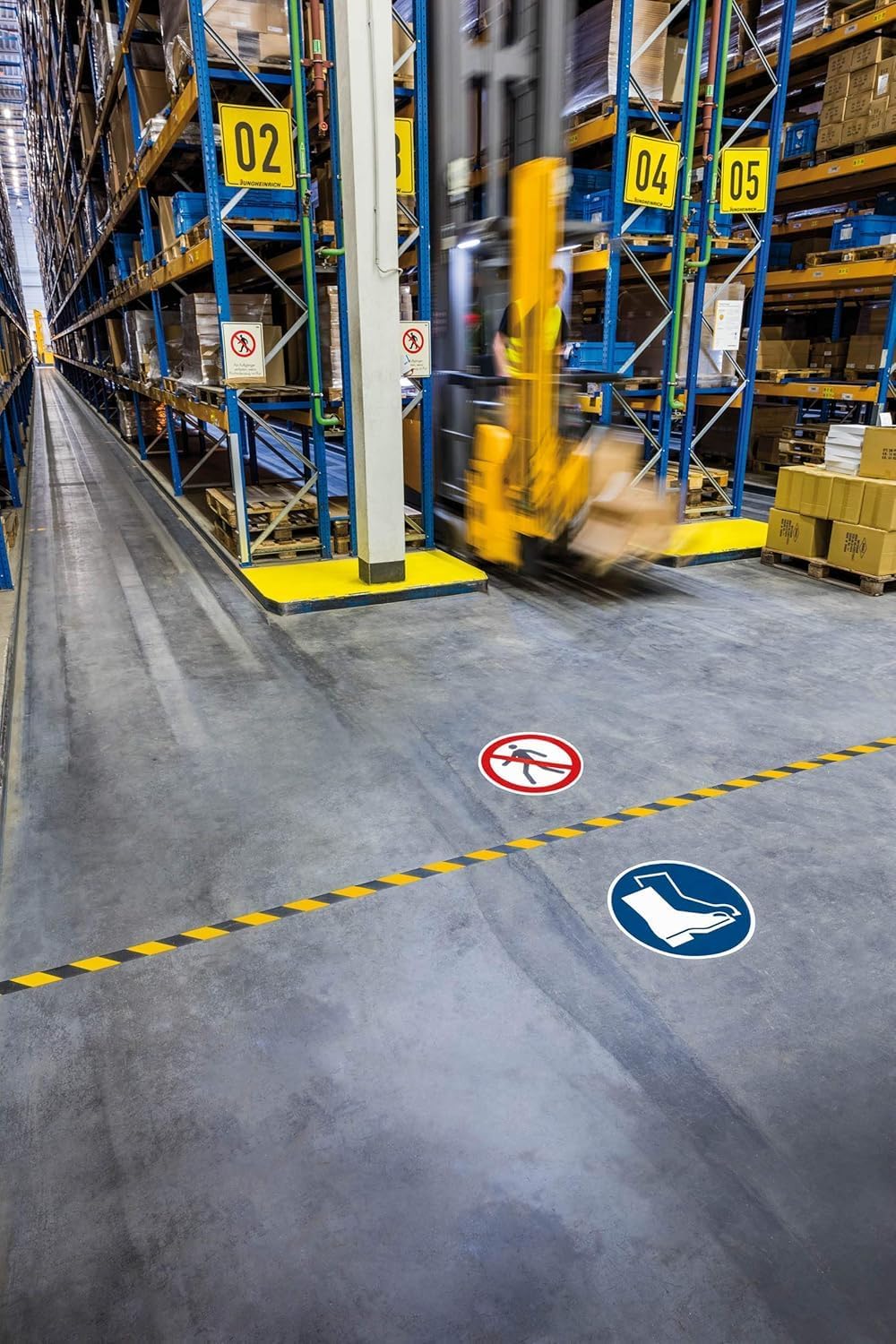 Detalle de Durable Bodenaufkleber Sicherheitskennzeichen Fußschutz benutzen, Ø 430 mm, 0,4 mm Dicke