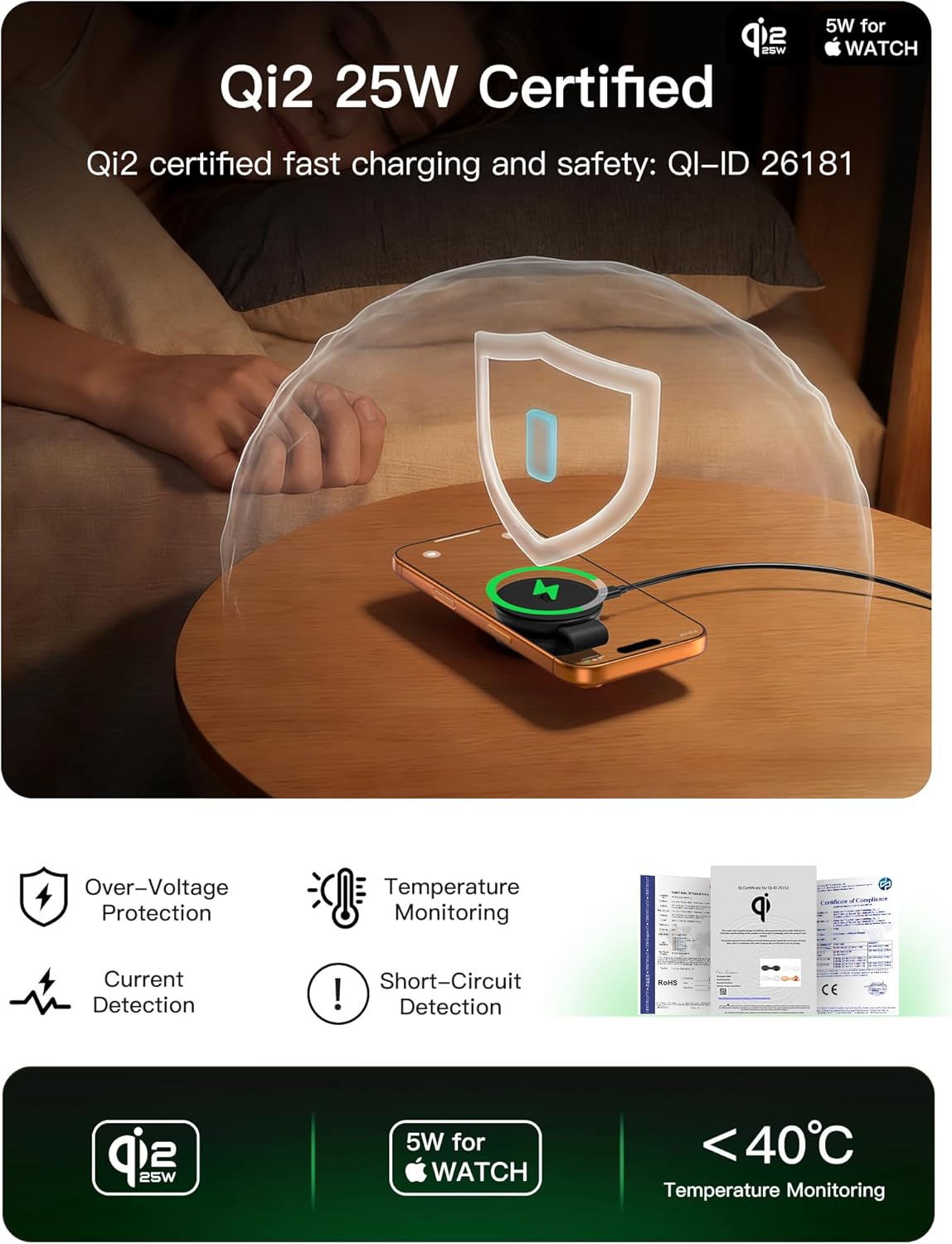 Thumbnail 6 de Station de charge magnétique sans fil 2-en-1 Qi2 25 W (pliable) compatible Mag-Safe et Apple Watch / AirPods