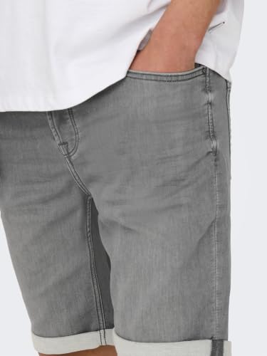 Detalle 2 de Only & Sons Pantalones Cortos de Mezclilla para Hombre, Grey Denim, Talla S