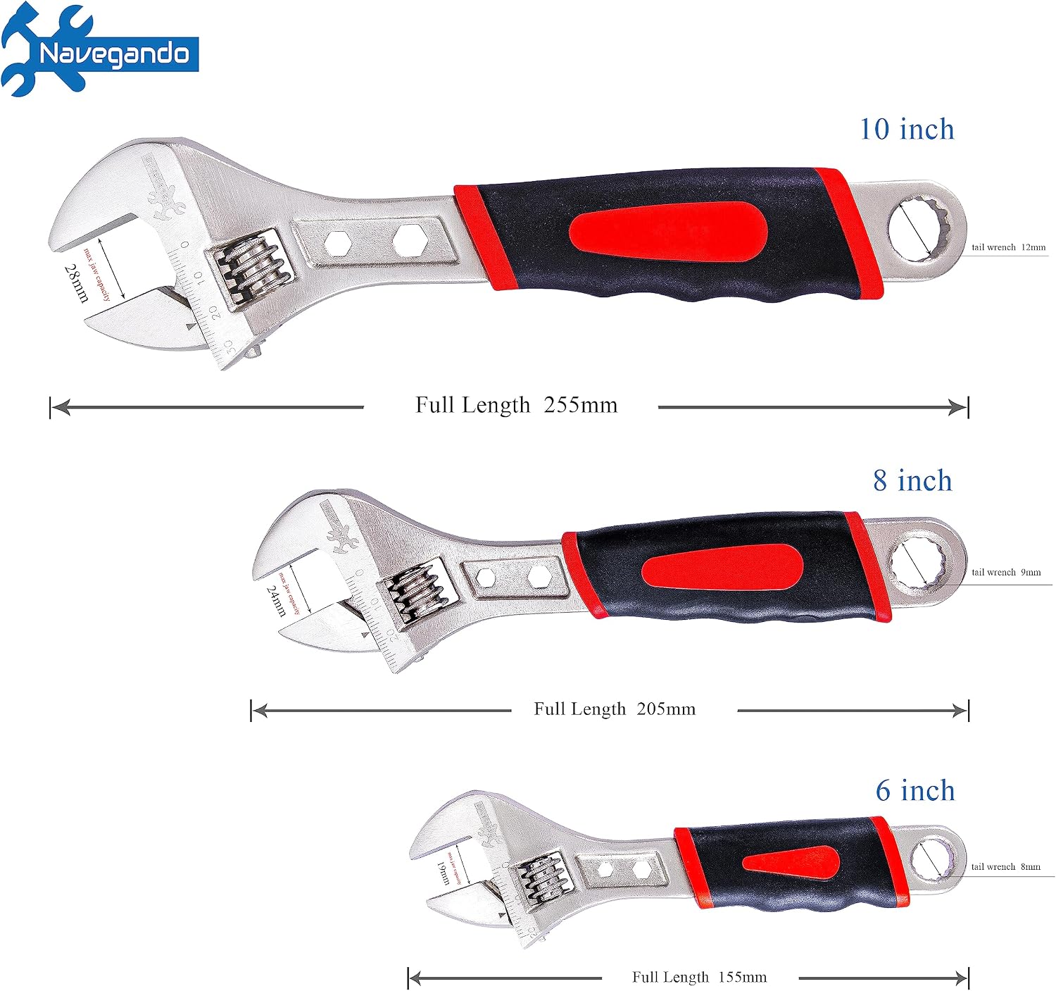 Thumbnail 6 de Navegando Adjustable Spanner Set 6/8/10-Inch