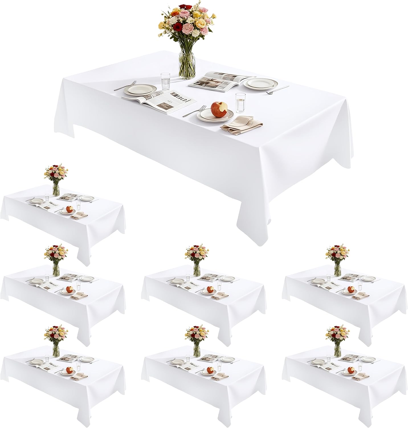 Thumbnail 2 de Lemict Rectangle Tablecloth 60" x 84" (Black) – Washable, Wrinkle-Free, 6 Pack
