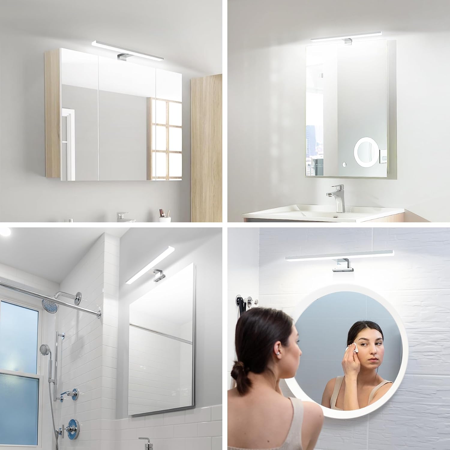 Thumbnail 6 de Azhien LED Badezimmer Spiegelleuchte 40 cm 10W Neutralweiß 4000K – 820 lm, Stecker, 3-in-1 Montage