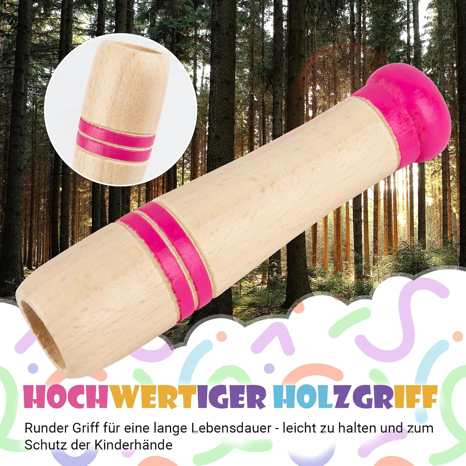 Detalle 2 de Springseil Kinder – Verstellbares Seilspringen für Fitness mit Holzgriff, 250 cm, Regenbogenfarben