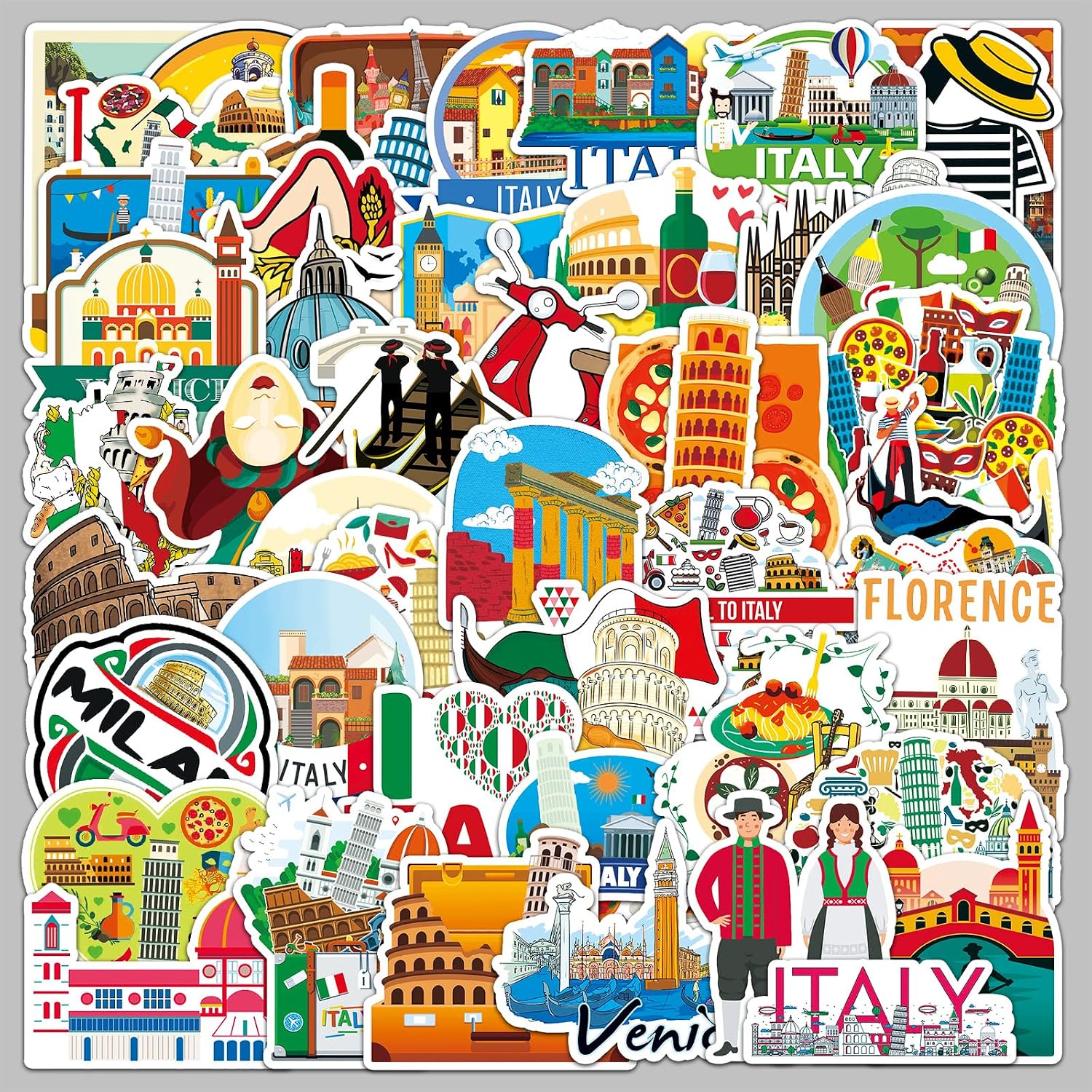 Thumbnail 1 de Kaderas Stickers Italië-reisset: 50 vinylstickers van 5–8 cm