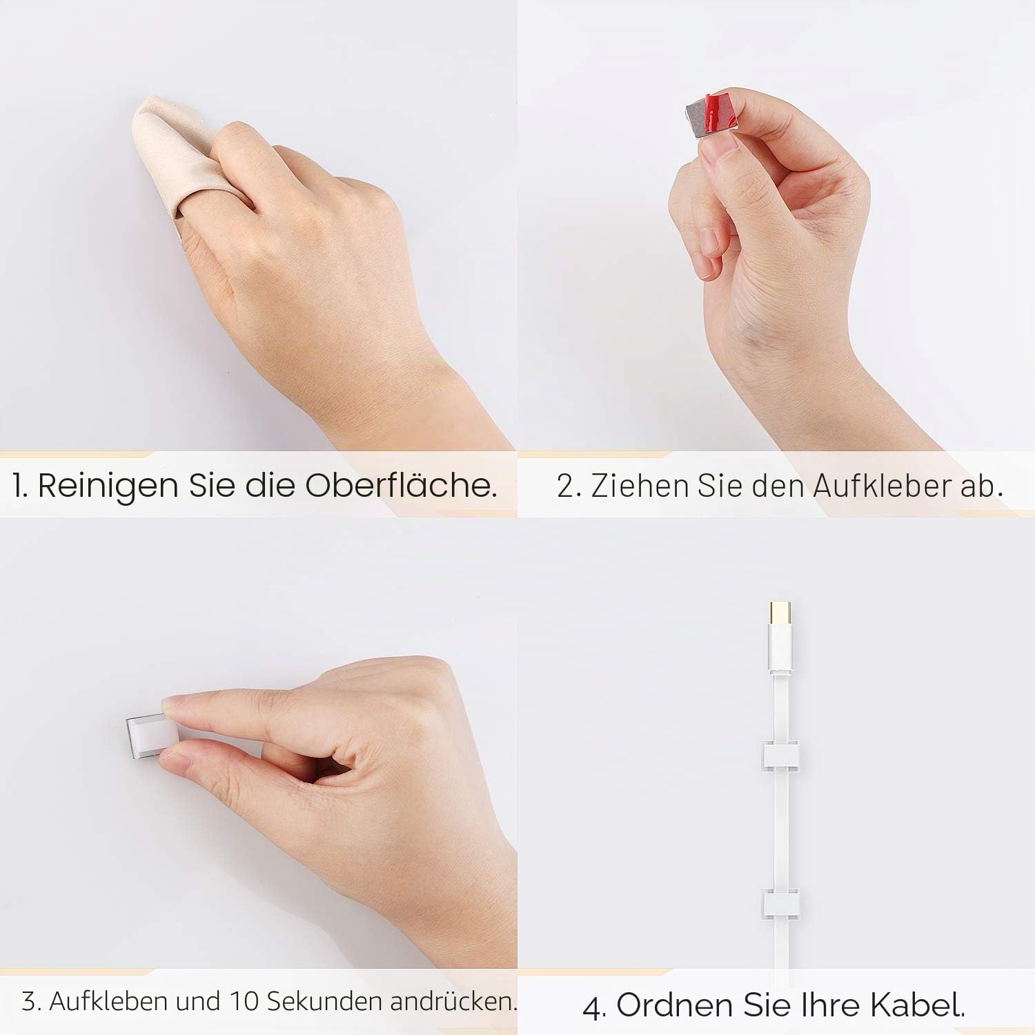Thumbnail 4 de AGPTEK 100 Stück Kabelclips selbstklebend 13×16×7 mm
