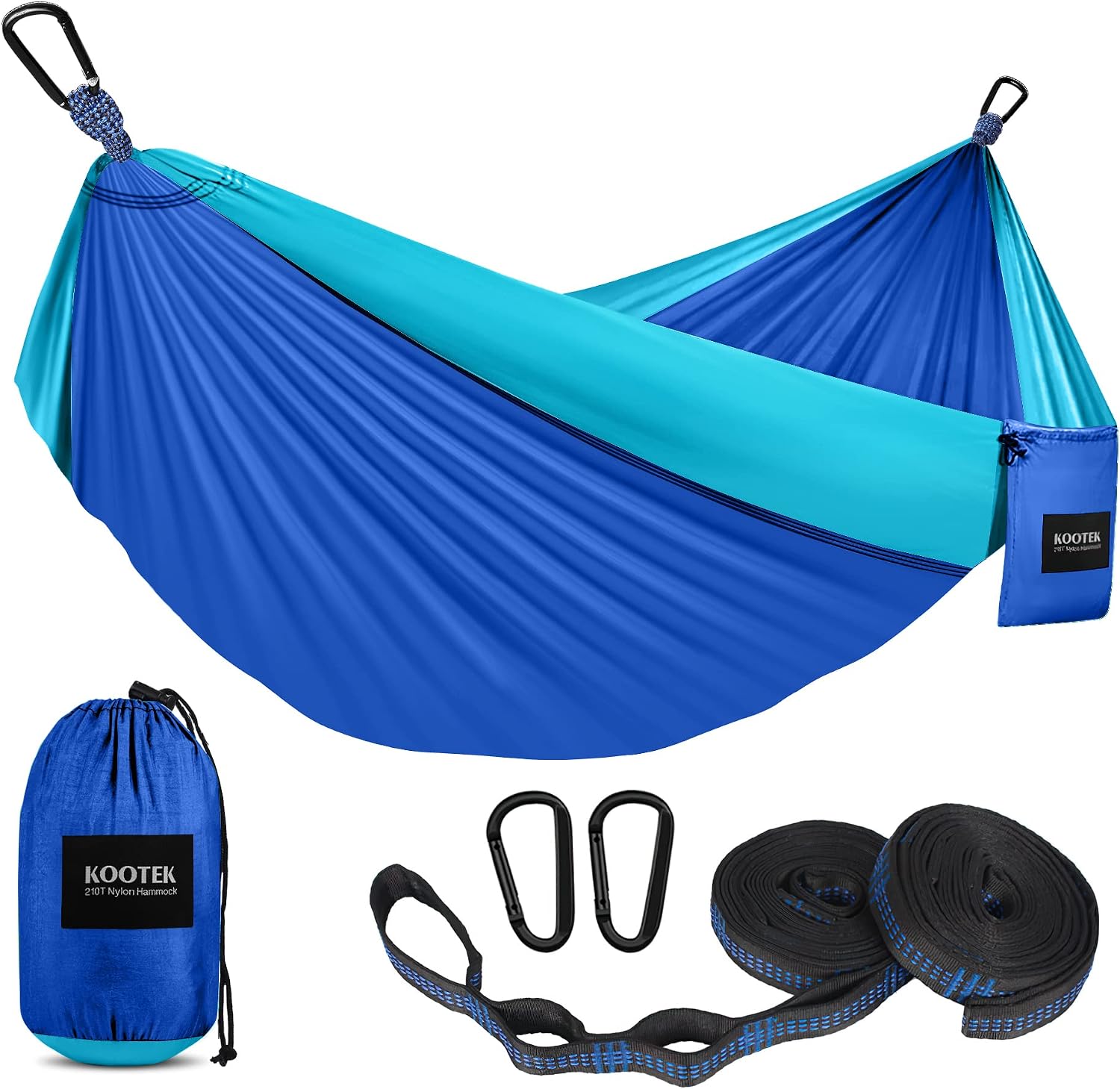 Detalle de Kootek Camping Hammock: Portable Double/Single Nylon Hammock with Tree Straps and Carry Bag