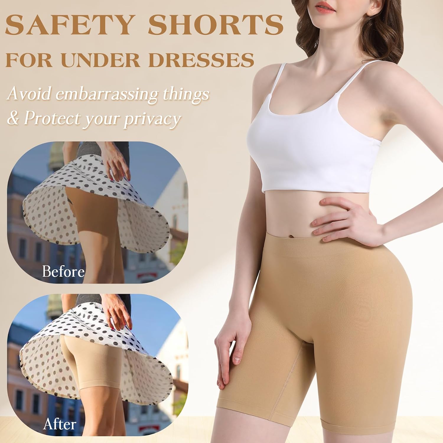Detalle de Reamphy 3 Pack Slip Shorts for Women Under Dress: Seamless, Comfortable Anti-Chafe Layer