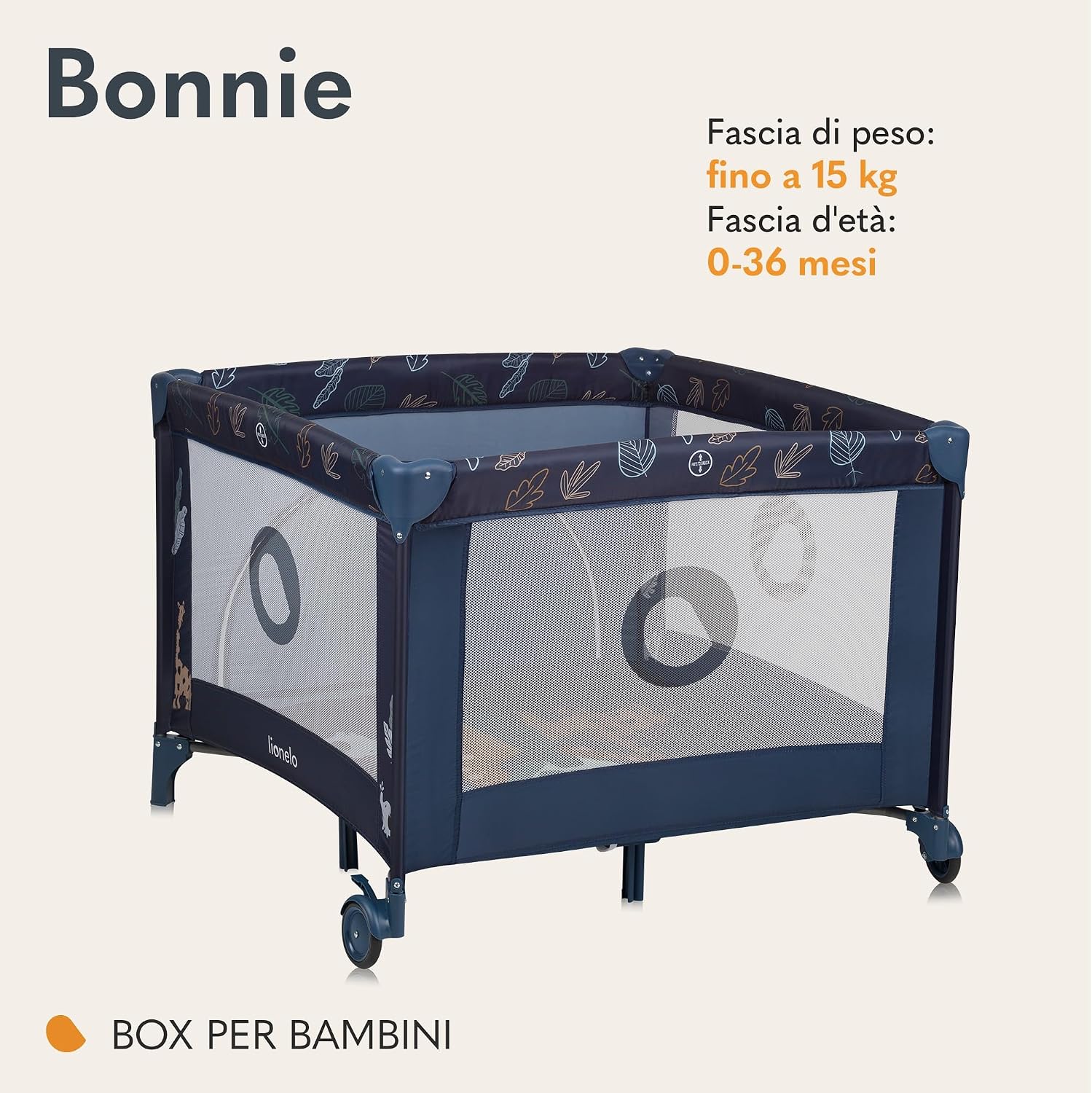 Thumbnail 1 de Lionelo BONNIE Box bambini pieghevole 100x100 cm: sicurezza, comfort e versatilità dalla nascita a 15 kg