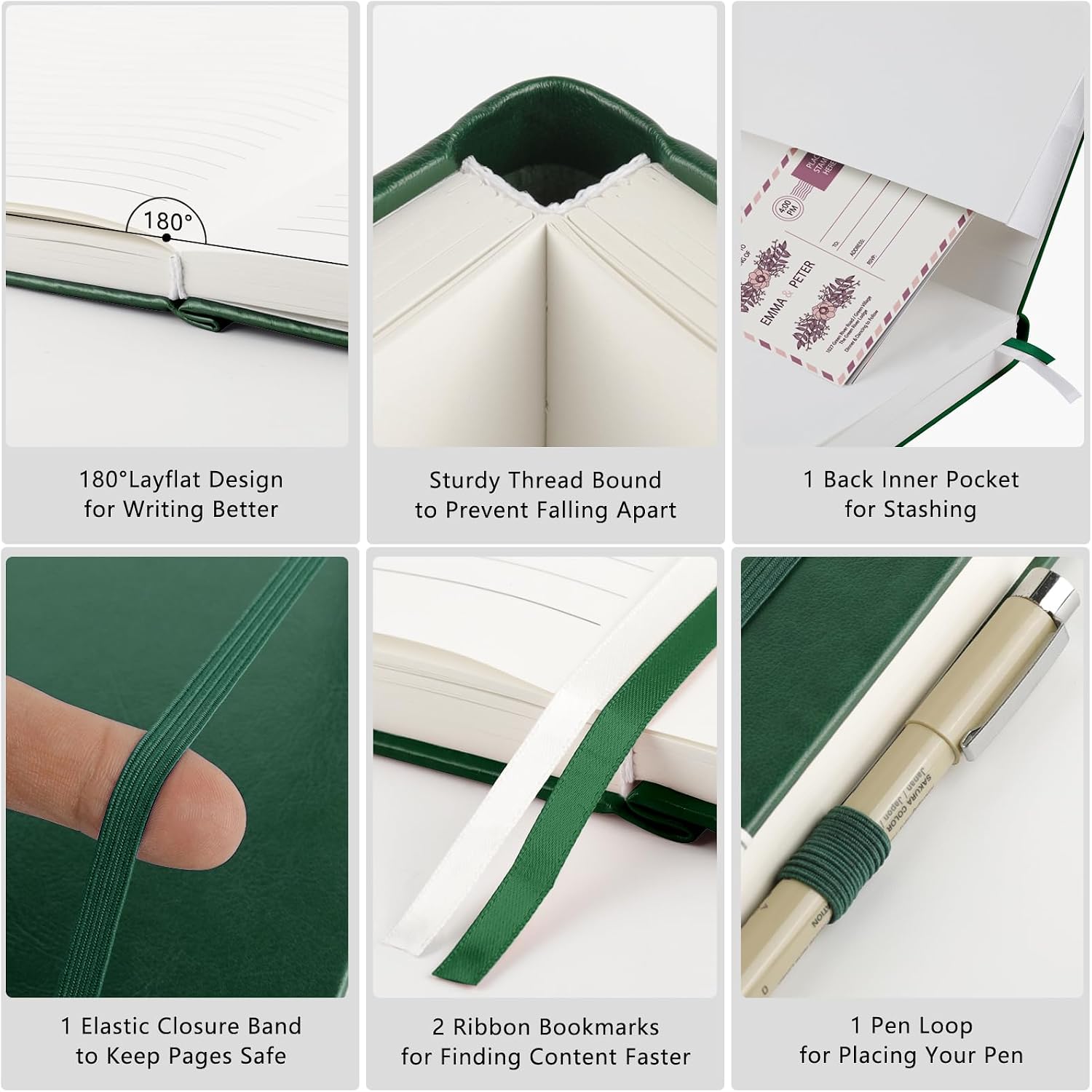 Thumbnail 2 de Notebook A5 Hardback Thick Journal 320 Pages – Green