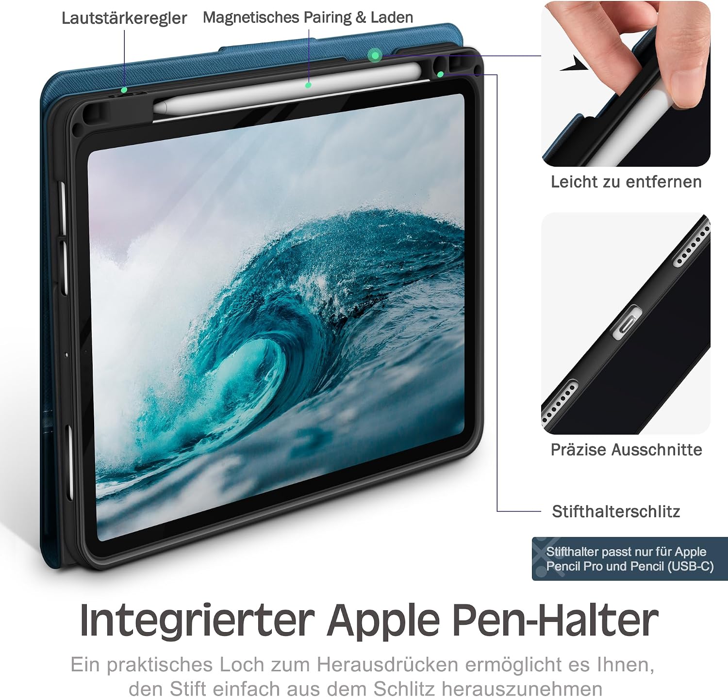 Detalle 2 de KingBlanc Hülle für iPad Air 11 Zoll mit Stifthalter