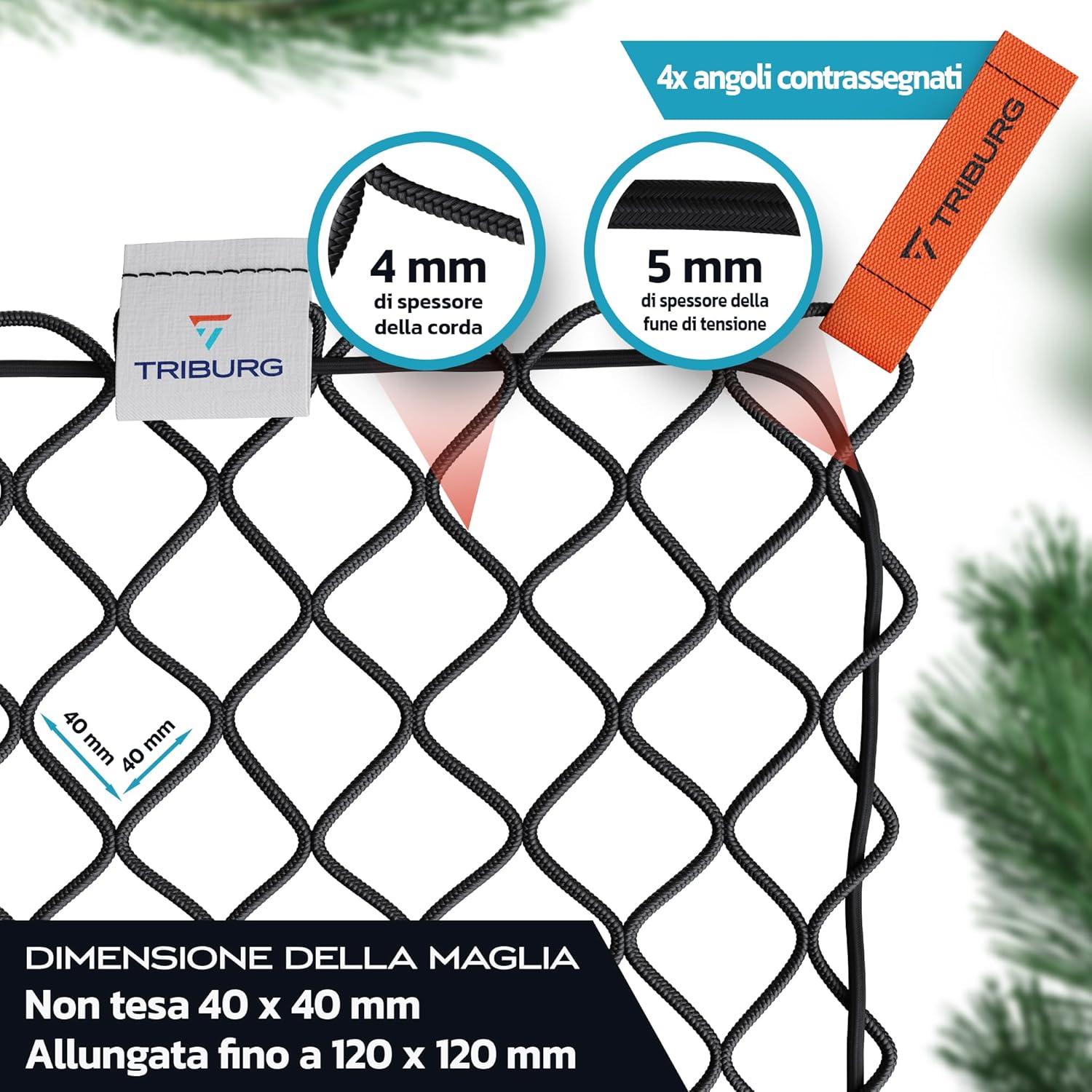 Thumbnail 3 de Rete per rimorchi TRIBURG estensibile 1,5x2,7 m fino a 2,5x3,5 m con 10 ganci di espansione