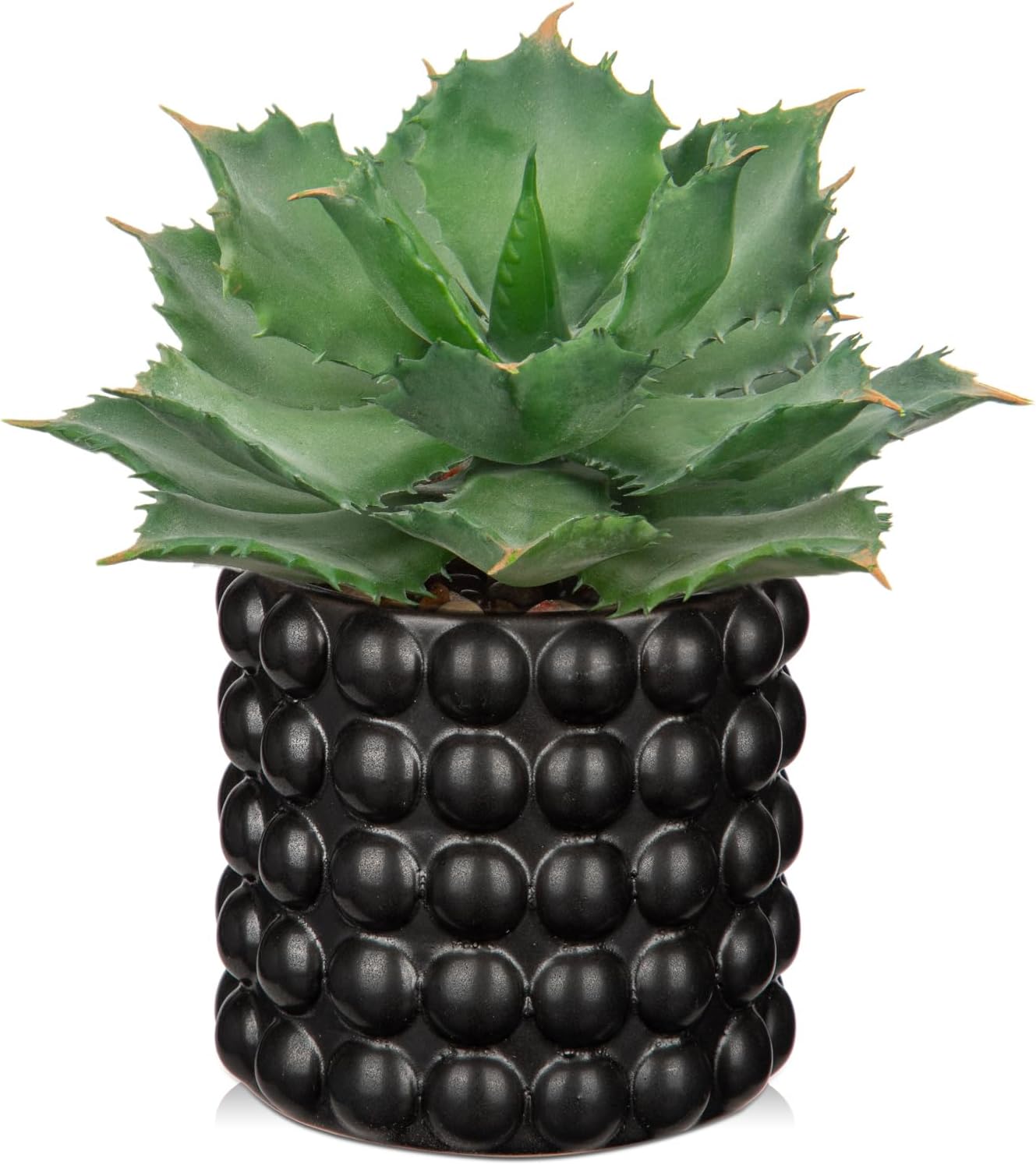 Thumbnail 6 de Hollyone Fake Succulent 8.6" Black Bubble Pot