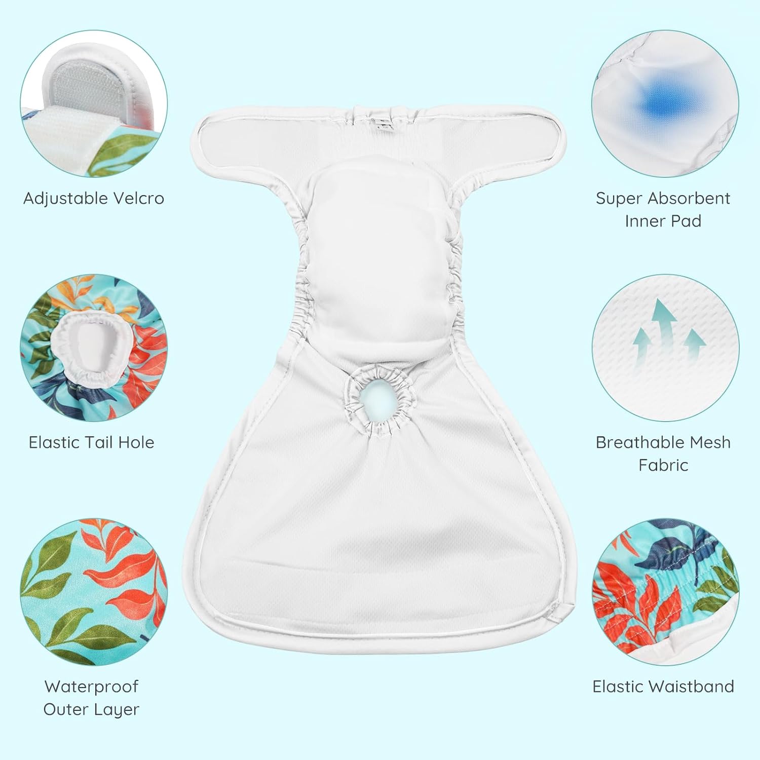 Detalle de BELLA & PAL Dog Nappies Female: Reusable XL Period Pants for Large Dogs (3-Pack)
