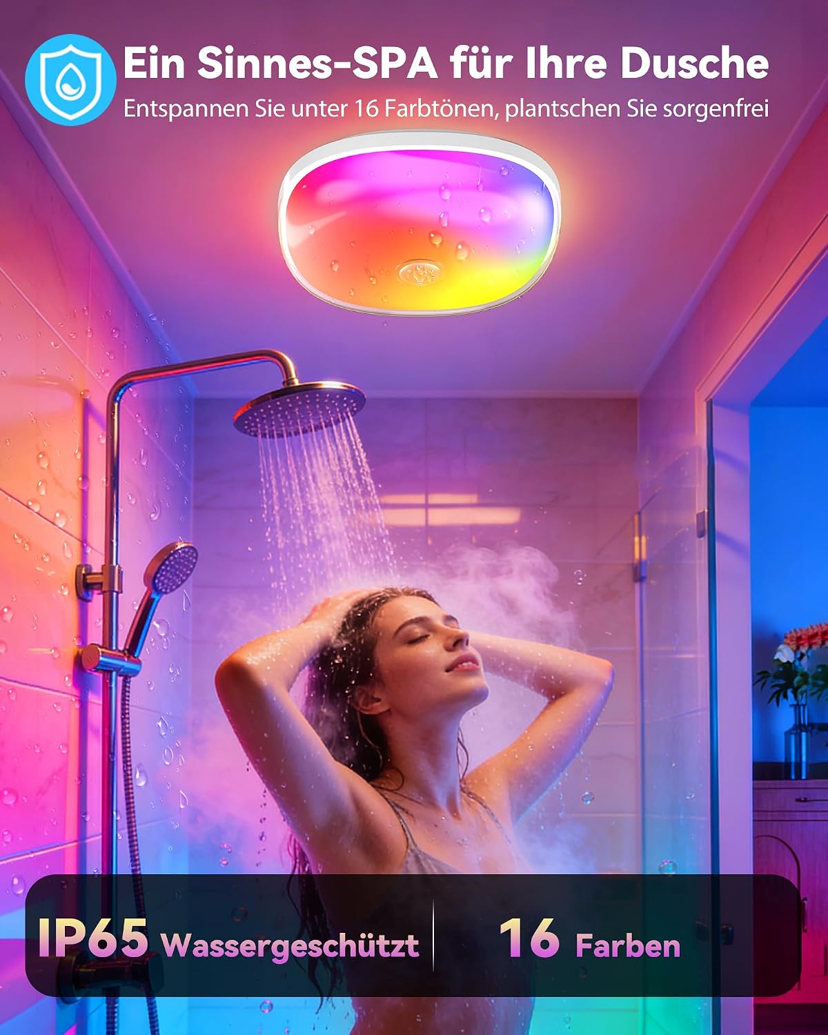 Detalle 2 de Wasserdichte Duschlampe IP65 16 Farben