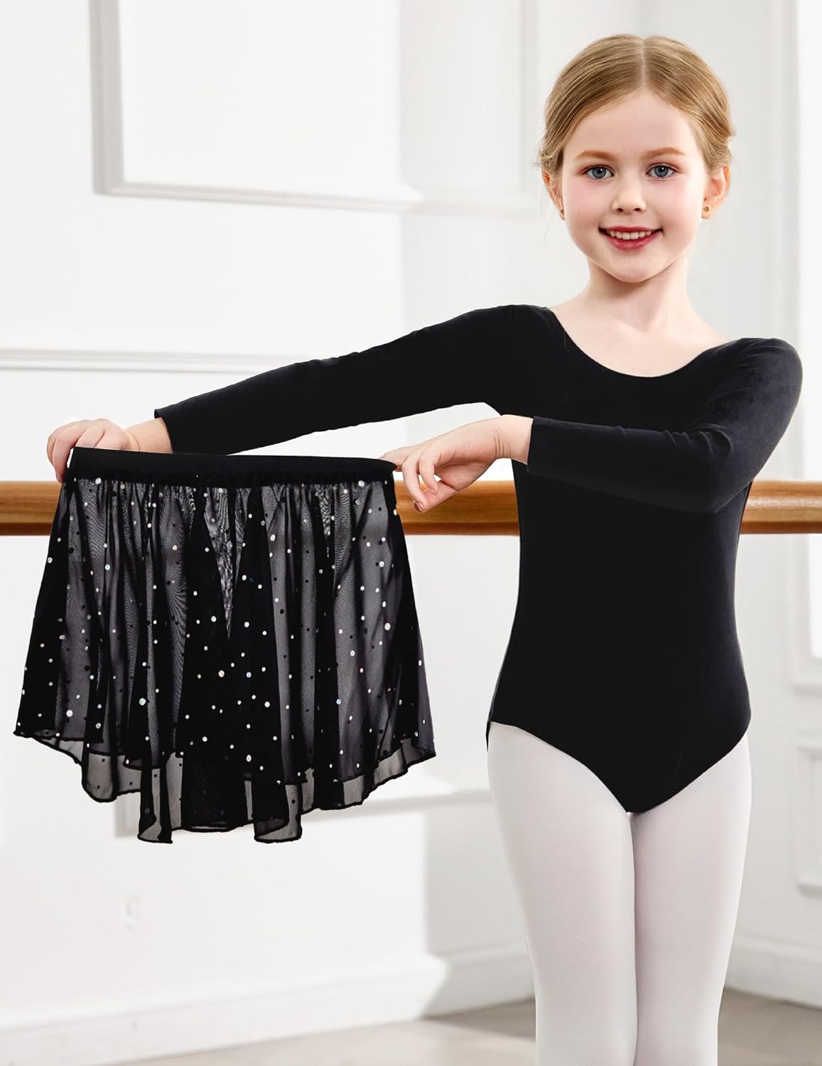 Thumbnail 5 de Zaclotre Girls' Long-Sleeve Ballet Leotard with Crisscross Back and Removable Shiny Skirt