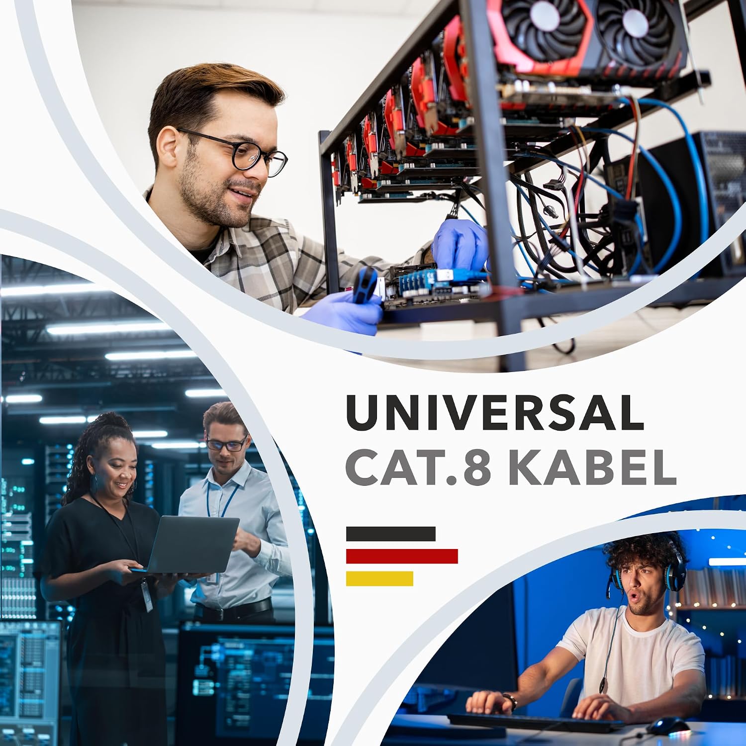 Detalle 2 de 100 m Cat. 8 Verlegekabel (CAT8.1) – halogenfrei, geschirmt S/FTP, bis zu 40 Gbit/s