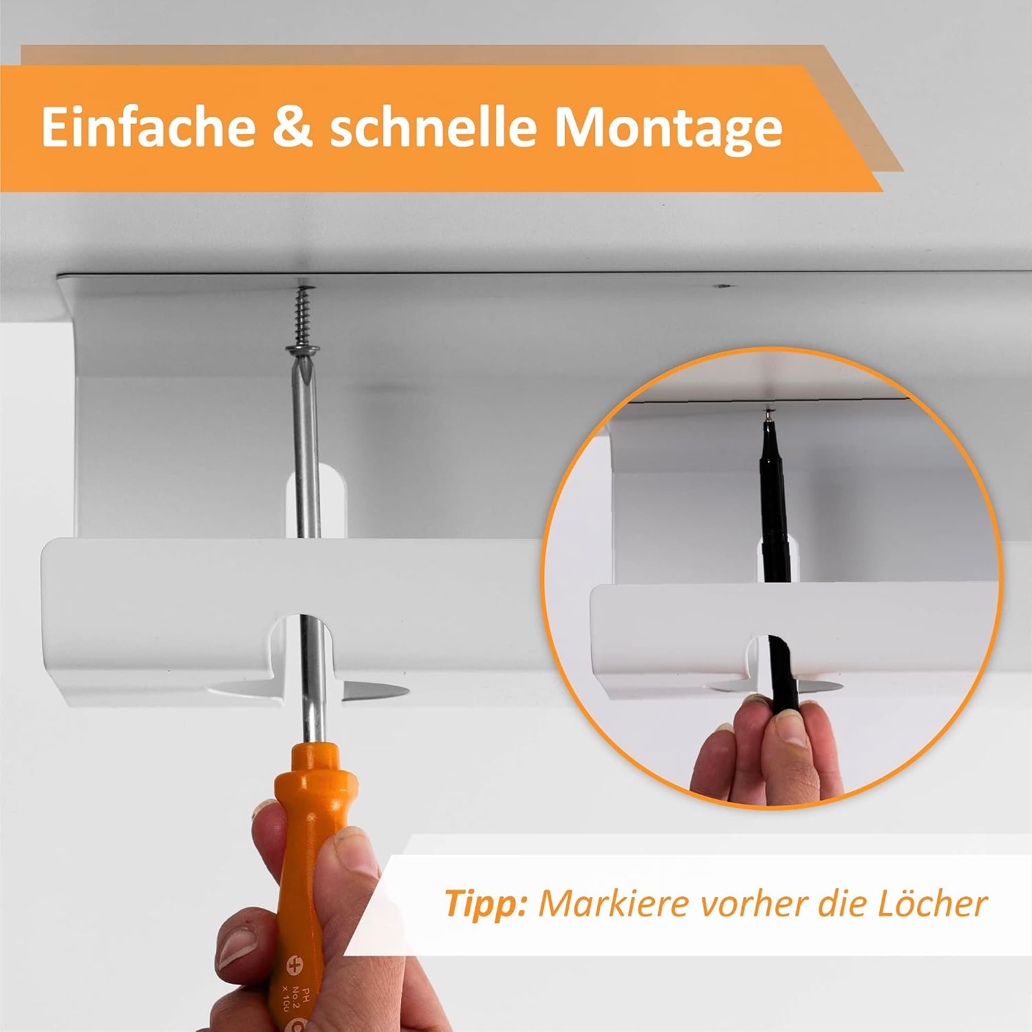 Thumbnail 4 de Stilemo Kabelkanal Schreibtisch 2er Set Weiß 43x12x10 cm
