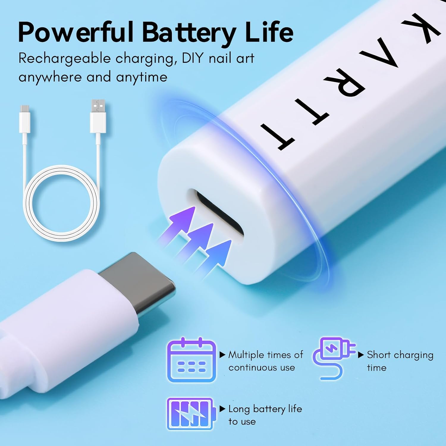 Detalle de Makartt Portable Handheld Mini UV Nail Lamp for Gel Nails (Rechargeable USB, LCD Timer)
