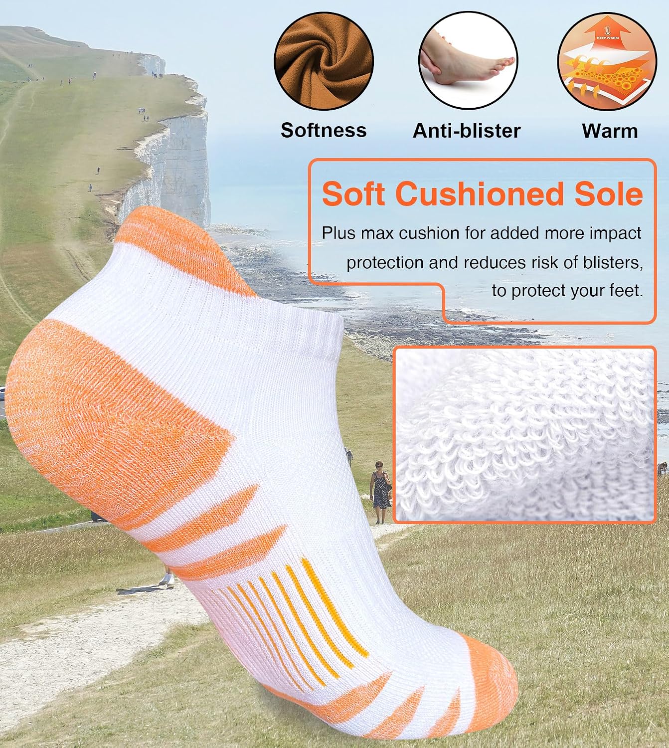 Detalle 2 de Heyoboy Womens Ankle Anti-blister Running Socks 5 Pairs