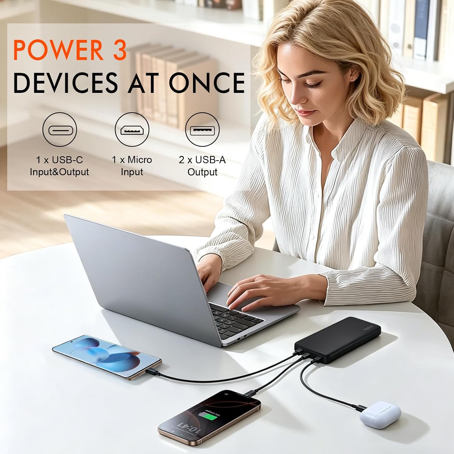Thumbnail 4 de Miady HYD018 2-Pack 10,000mAh Power Banks, 22.5W USB-C Fast Charging