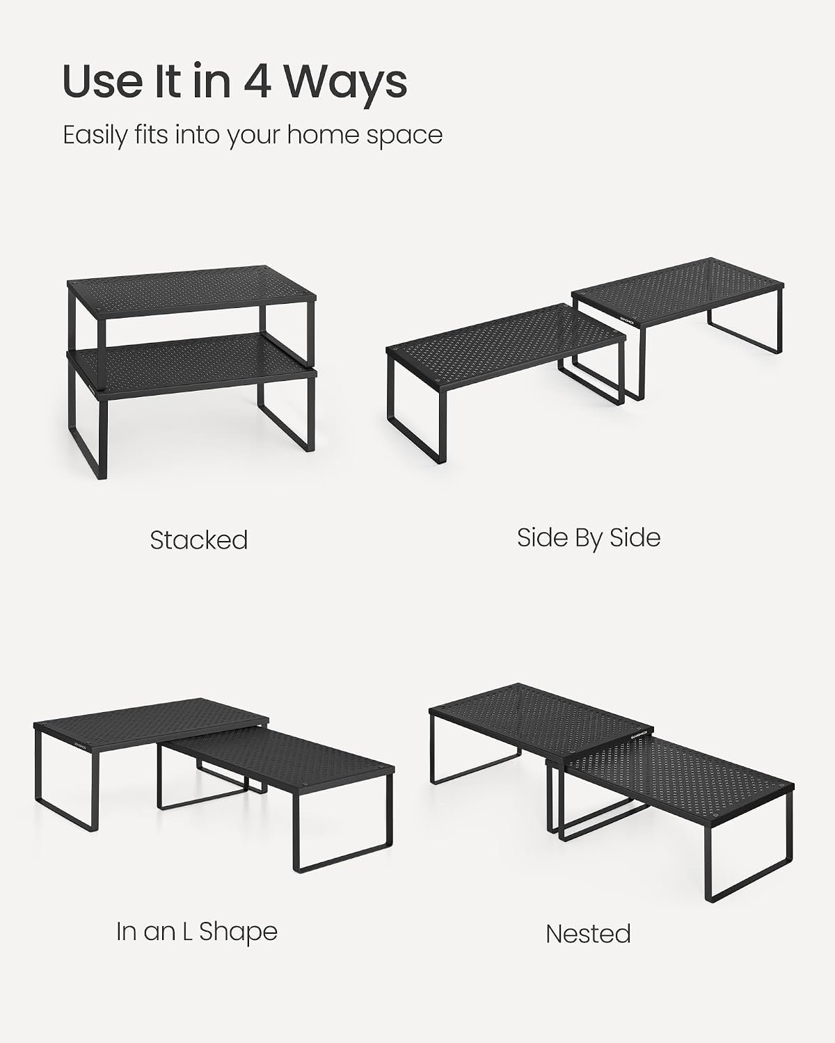 Thumbnail 6 de SONGMICS Spice Racks, Set of 2 Cupboard Organisers – Ink Black KCS401B01
