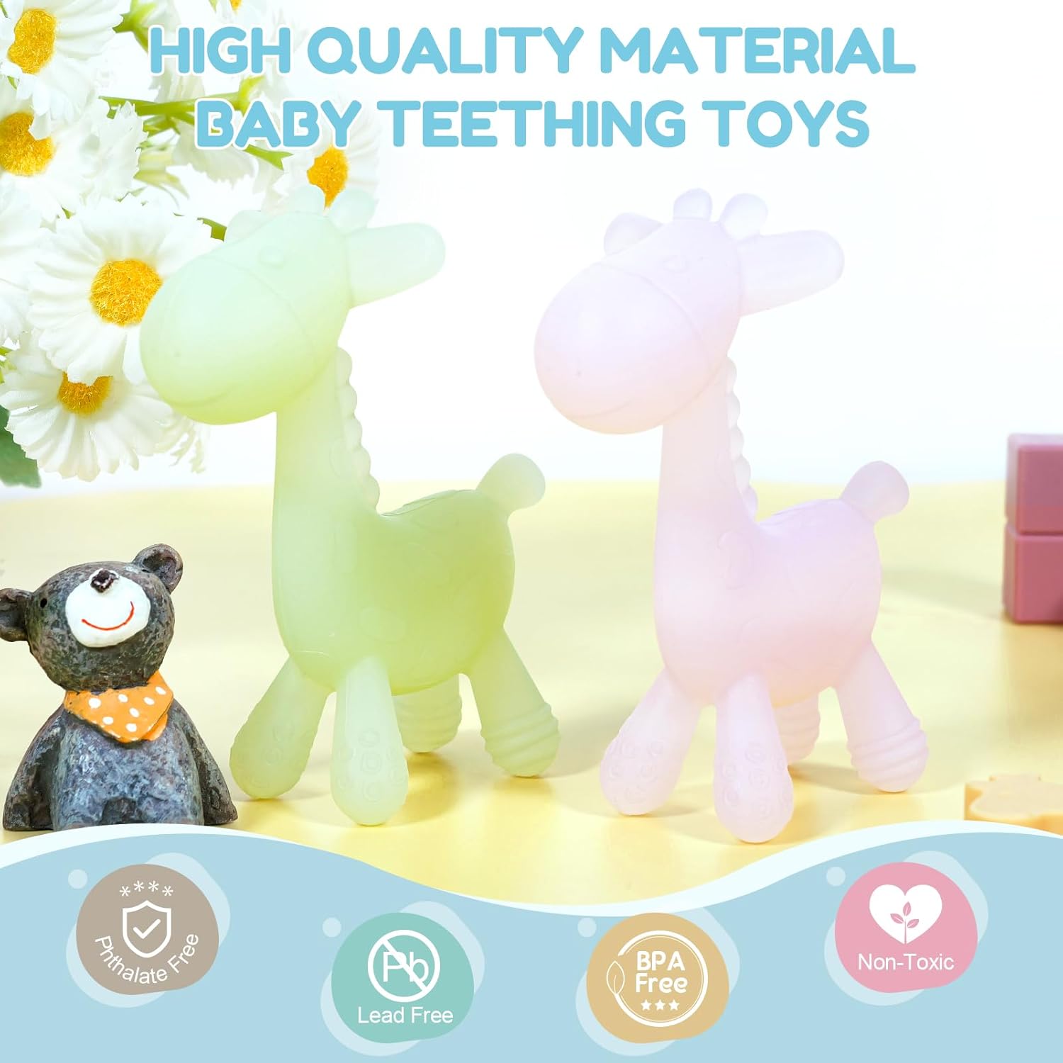 Thumbnail 6 de TYRY.HU Beißring Silikon Kühlende Zahnungshilfe Giraffe 4er Set