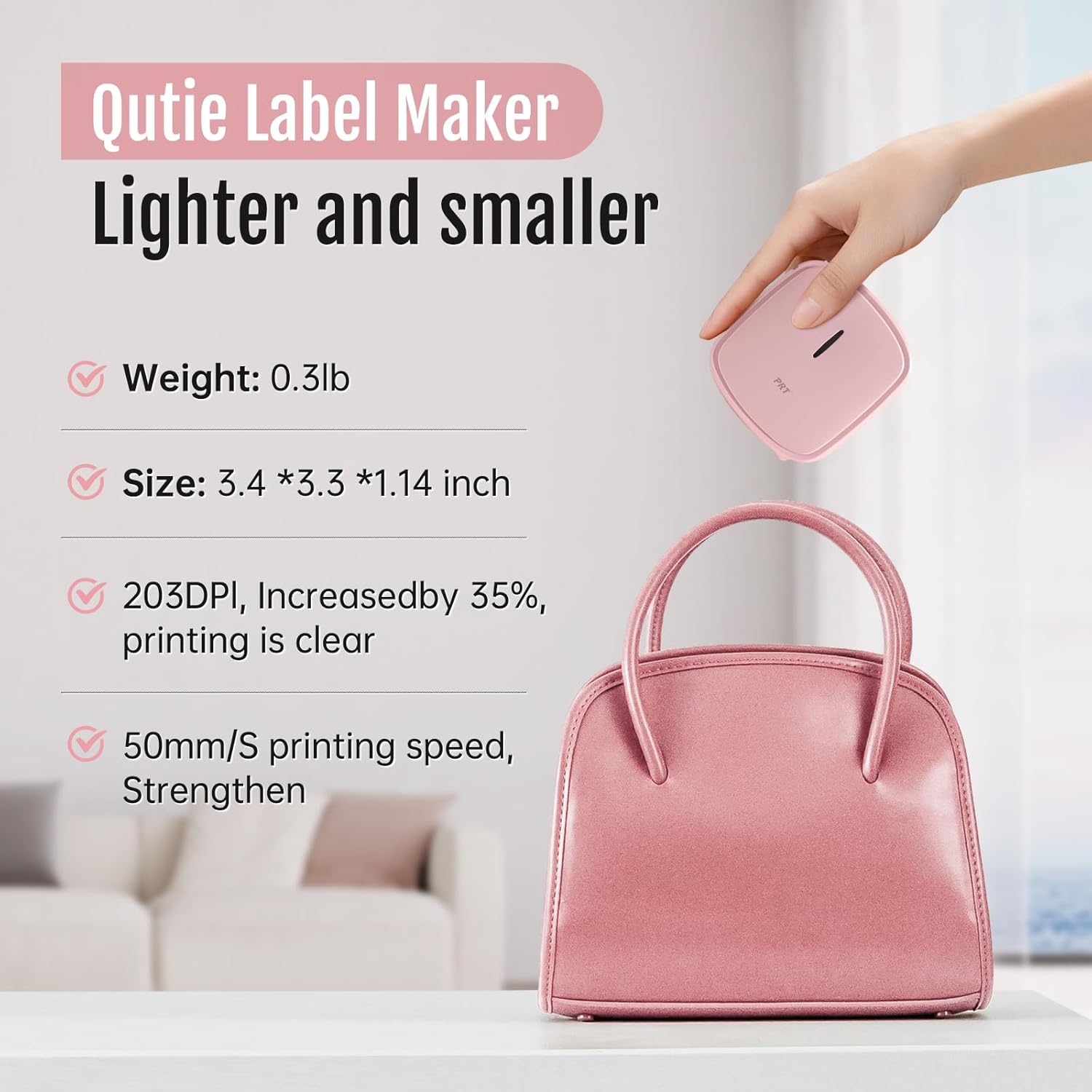 Thumbnail 5 de PRT Mini Etichettatrice Portatile con Bluetooth e ricarica (rosa) per etichette adesive