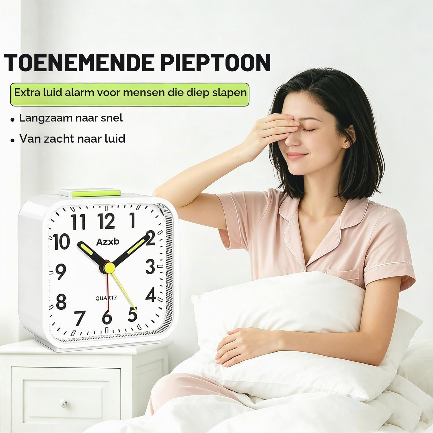 Detalle de Azxb Azxb-alarm clock analoge reiswekker met nachtlampje en sluimerfunctie