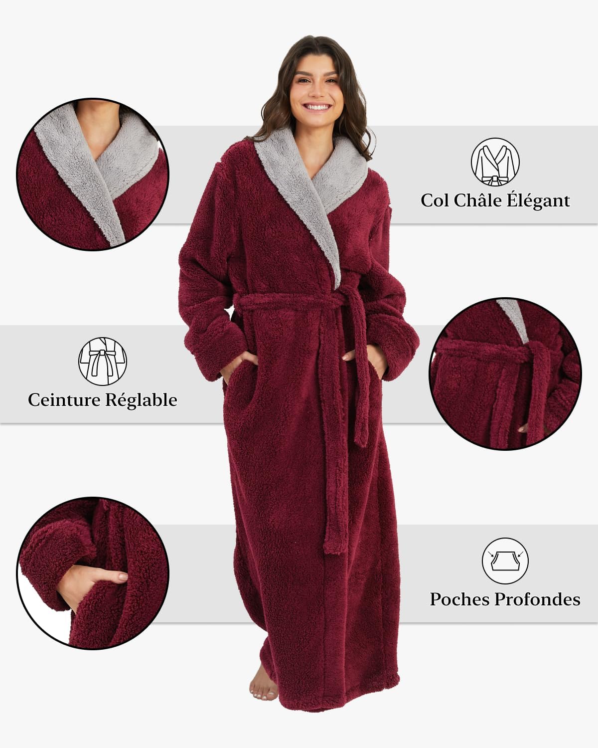 Thumbnail 2 de ZFSOCK Robe de Chambre Femme Polaire
