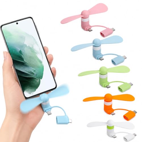 Imagen de Beavorty 5pcs Mini Cell Phone Fan 2-in-1: Pocket-Sized USB C/Micro USB Cooler en OfertitasTOP