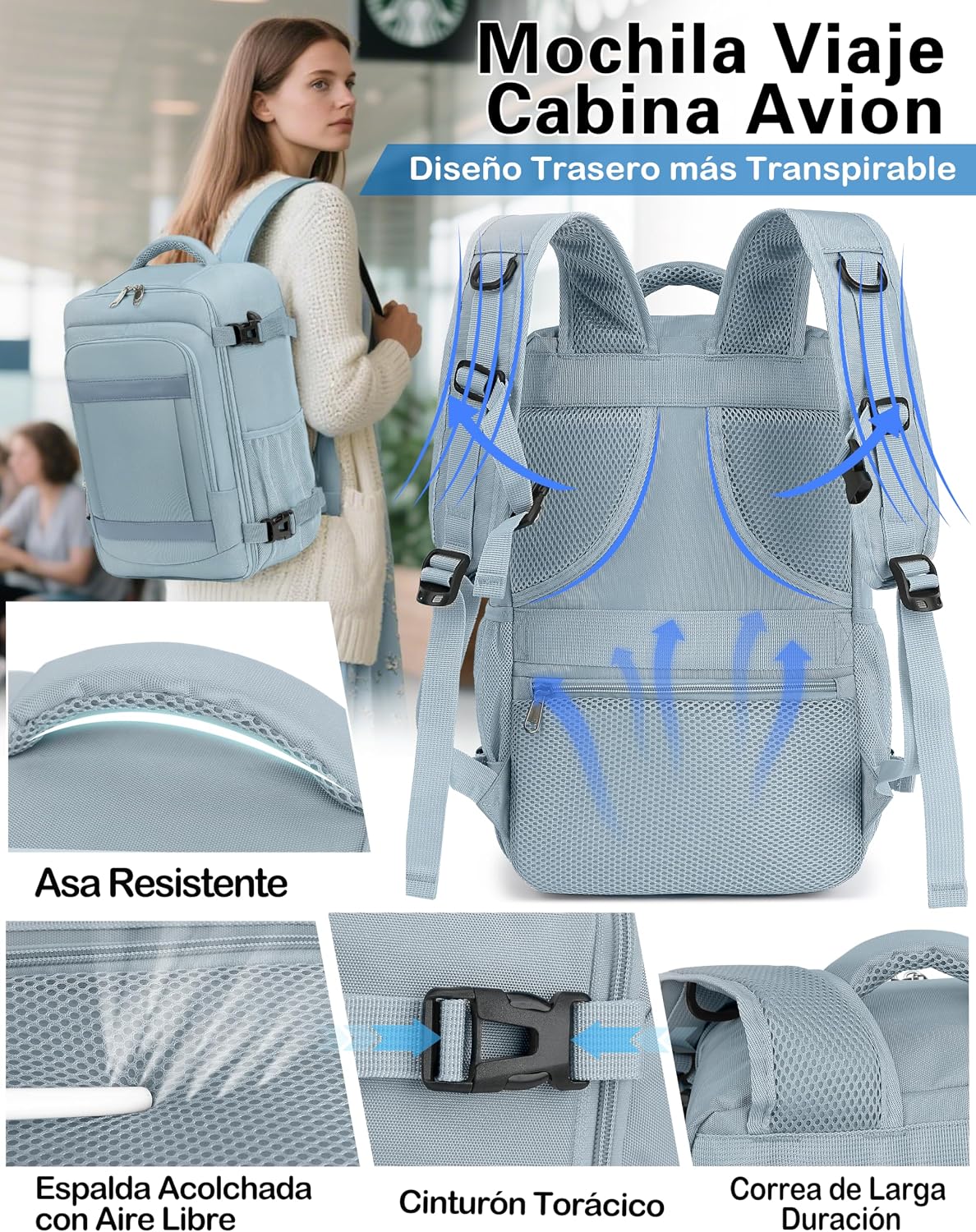 Thumbnail 4 de KLOSTAIN Mochila Cabina 40x20x25 para Ryanair
