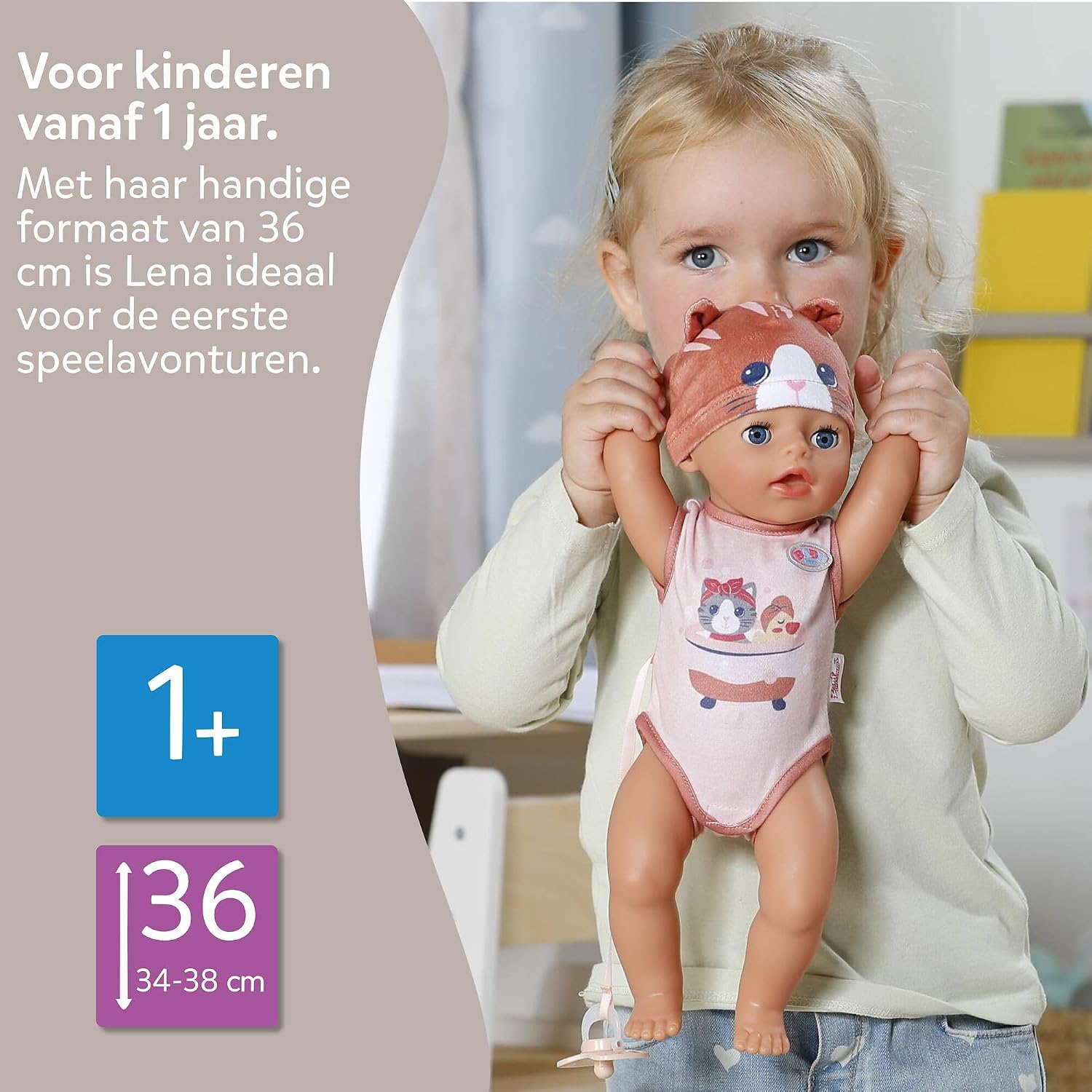 Thumbnail 5 de BABY born Lena 839577 babypop van 36 cm met kattenromper en 7 functies