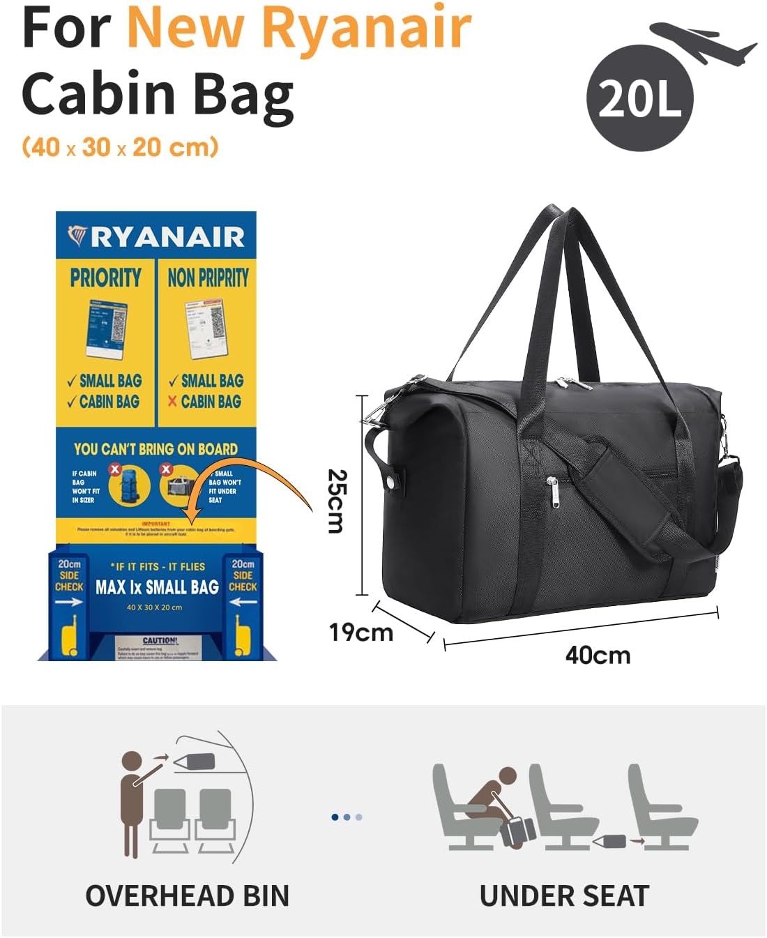 Thumbnail 2 de Narwey Ryanair Cabin Bag 40x30x20 20L