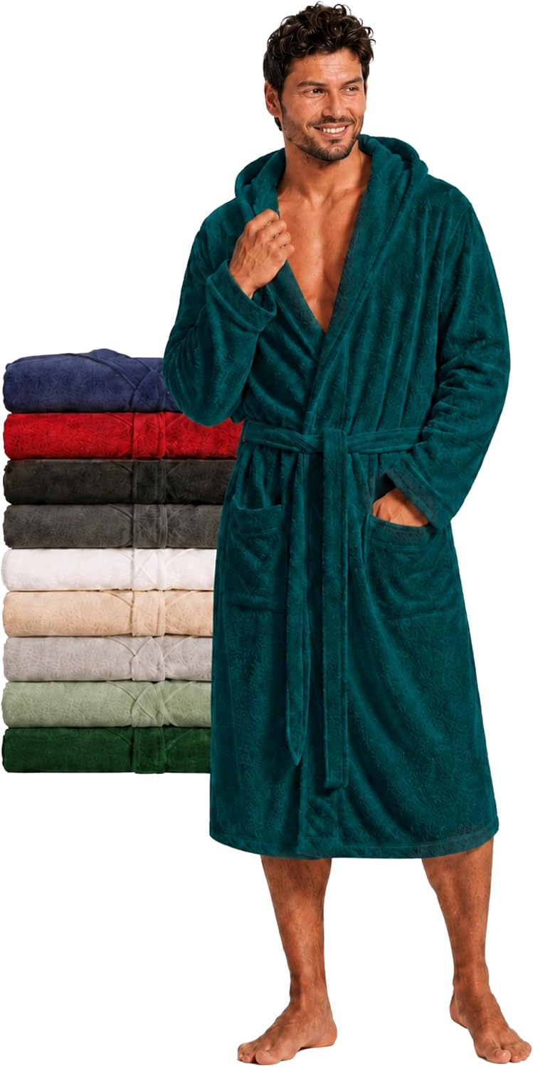 Thumbnail 6 de Twinzen Herren-Bademantel aus 100% Baumwolle (350 g/m²) – Kapuze, zwei Taschen, Gürtel – OEKO-TEX zertifiziert