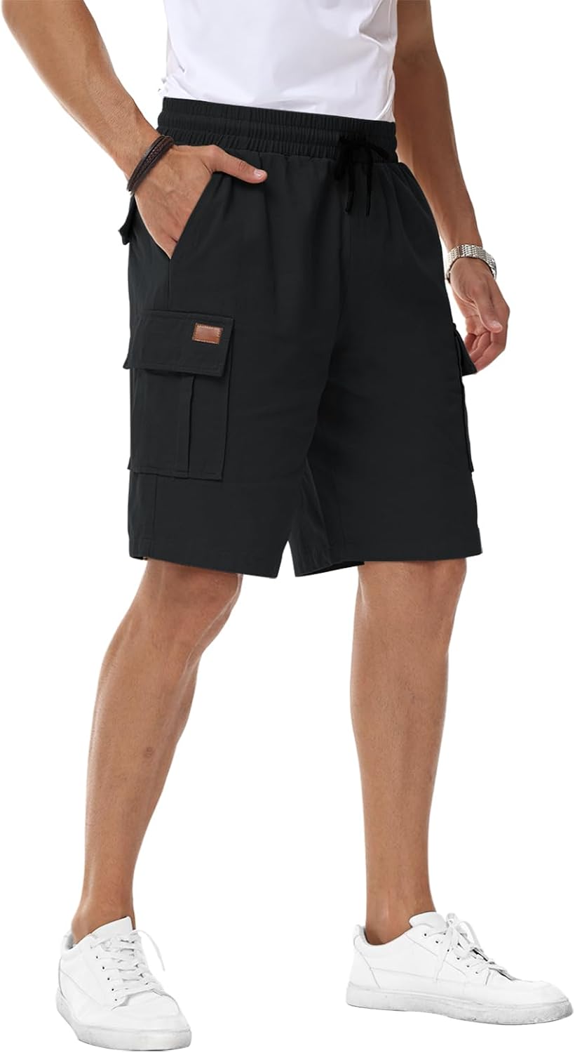 Detalle 2 de HMIYA Kurze Cargo-Hosen für Herren aus Baumwolle – robuste, bequeme Shorts mit 6 Taschen