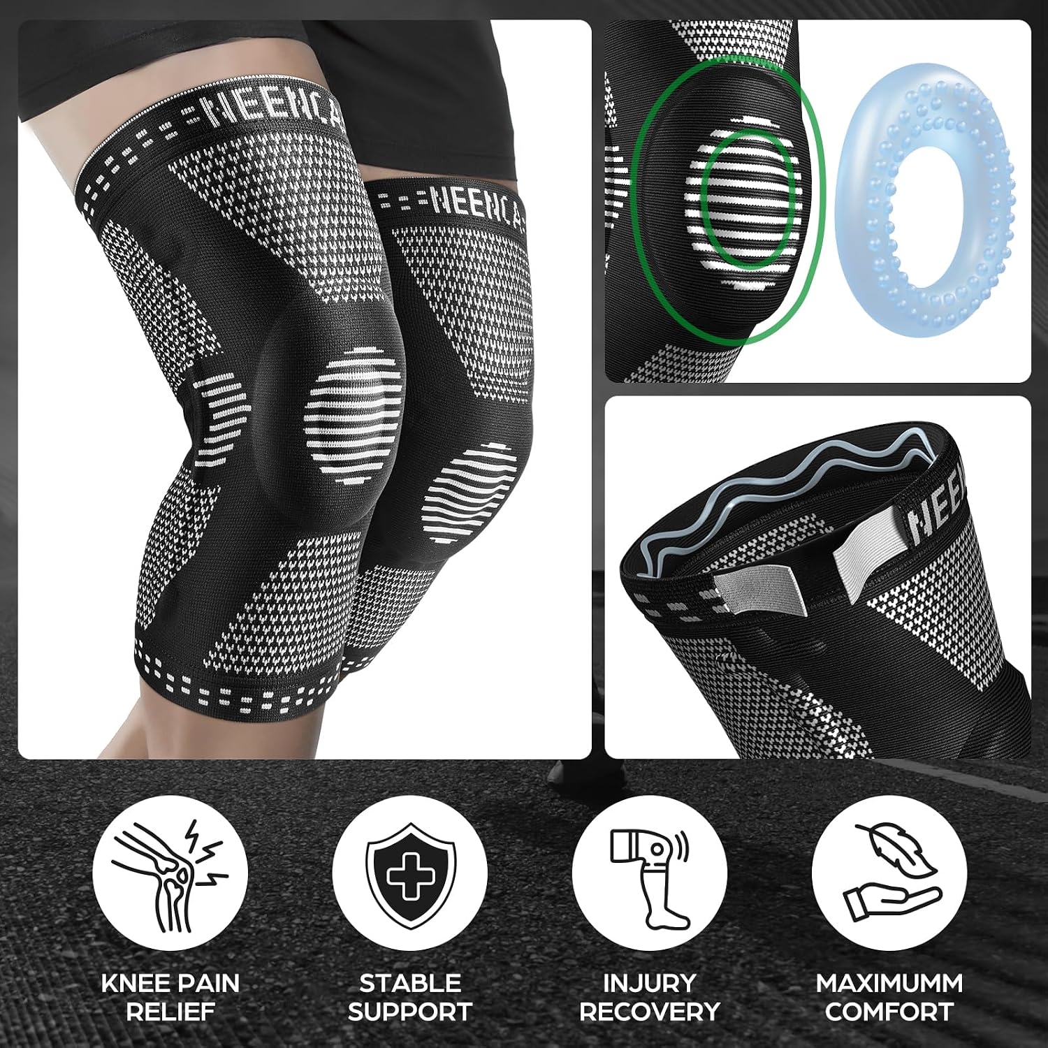Thumbnail 2 de NEENCA Knee Brace Knee Compression Sleeve with Patella Gel Pads & Side Stabilizers