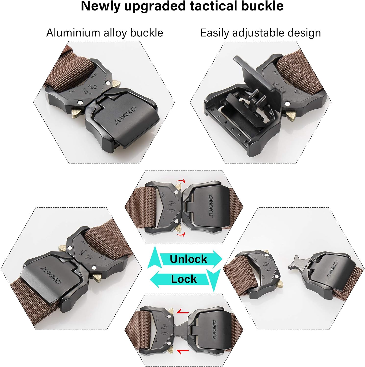 Thumbnail 1 de JUKMO Tactical Belt, 1.5-Inch Stretch Nylon Webbing with Aluminum Quick-Release Buckle