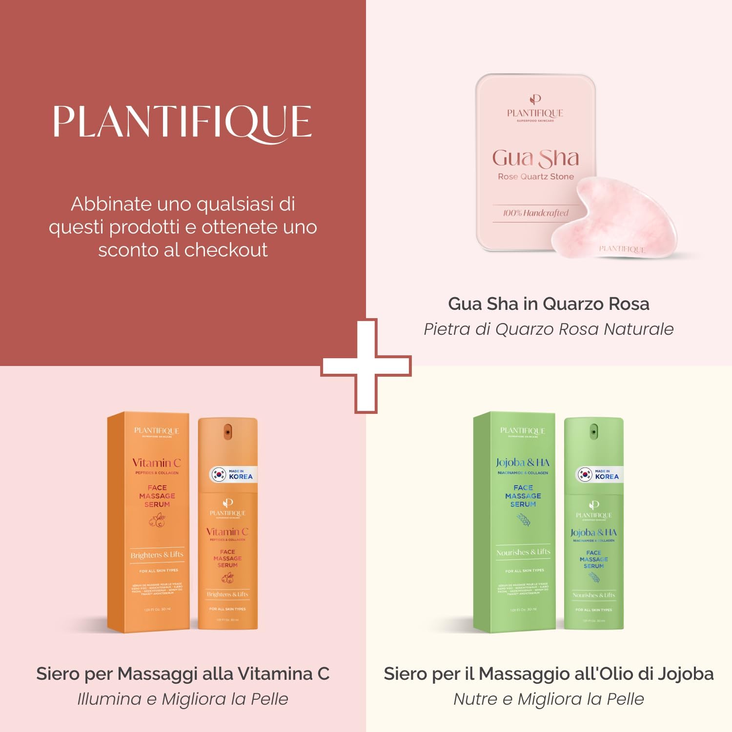 Thumbnail 2 de PLANTIFIQUE Gua Sha viso in quarzo rosa, massaggiatore facciale