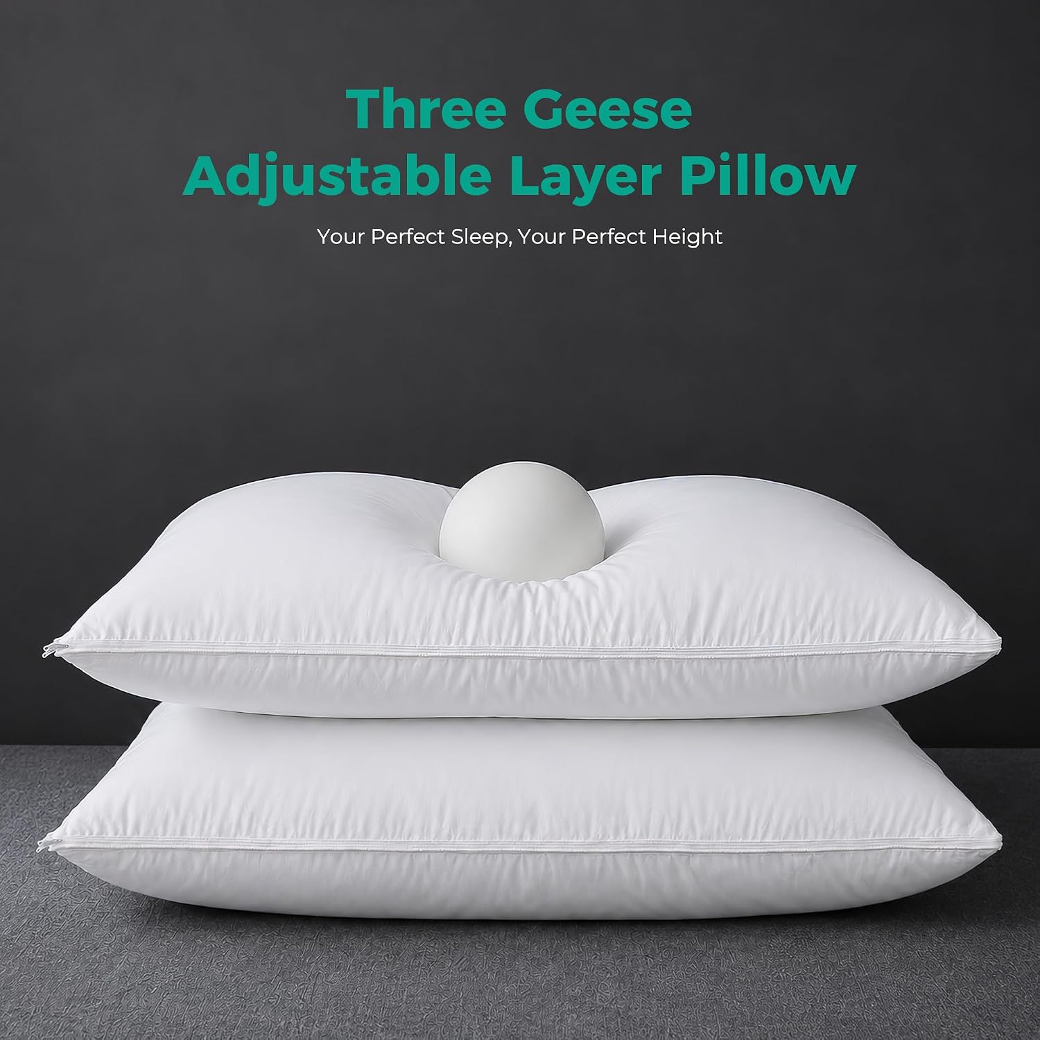 Thumbnail 6 de Three Geese Adjustable Layer Goose Feather Pillow, 2-Pack with Cotton Cover