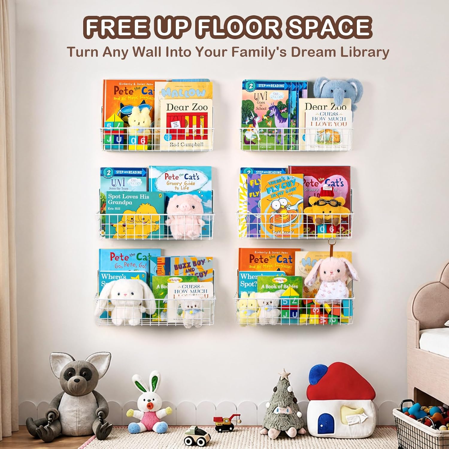 Thumbnail 1 de PUERSI 6-Pack Wall Mounted Bookshelf for Kids Rooms