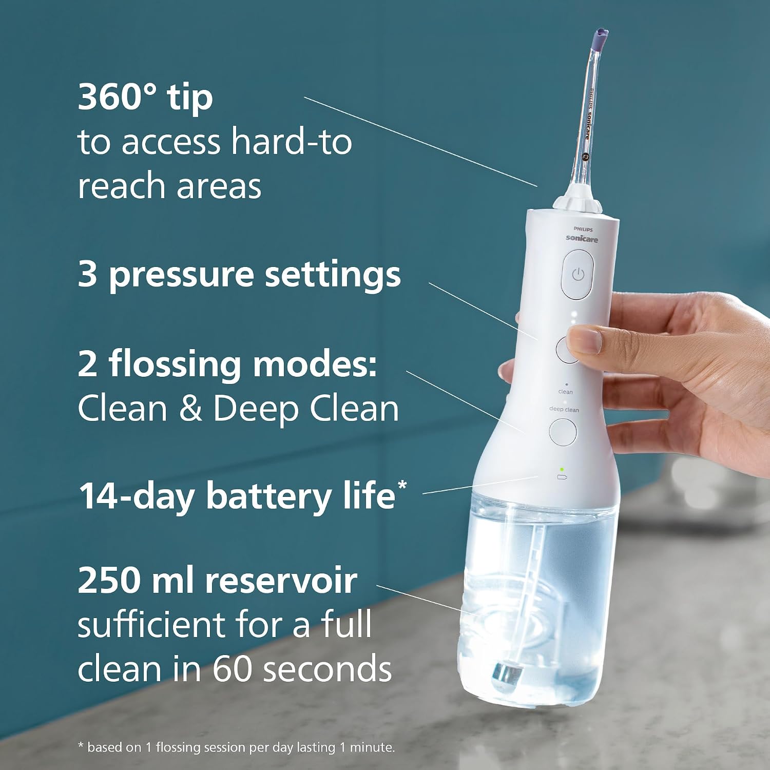 Thumbnail 2 de Philips Sonicare Cordless Power Flosser 3000 (HX3826/31) – White