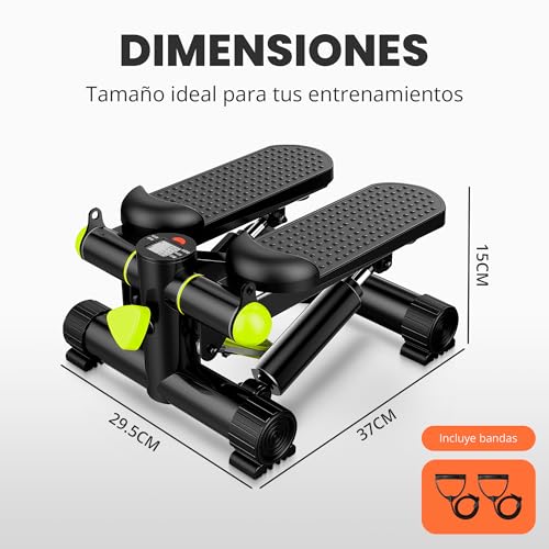 Thumbnail 1 de JUPPLIES Mini Stepper con Bandas Elásticas: Entrenamiento en Casa con Resistencia Ajustable y Pantalla LCD